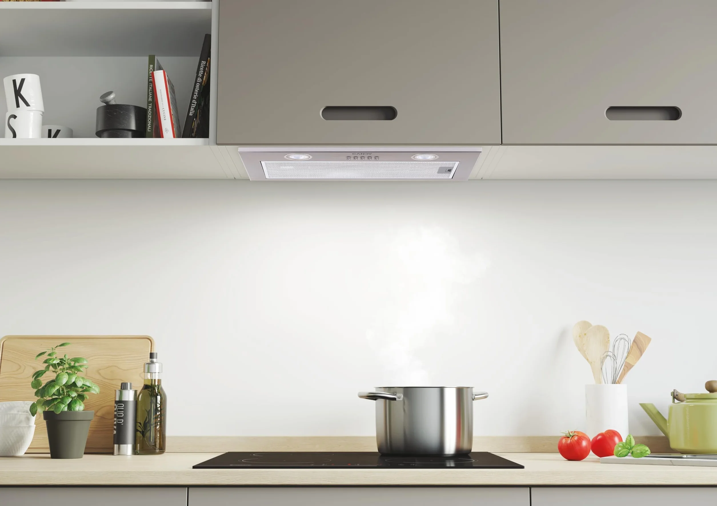 Candy CBG625-1XGG, Campana Grupo Filtrante, 52CM, 3 Niveles de Potencia, 44W, 206M3/H, Filtro de Carbono, Panel Aluminio Antigrasa, Iluminación LED, 68DB, Clase B, Gris Metalizado