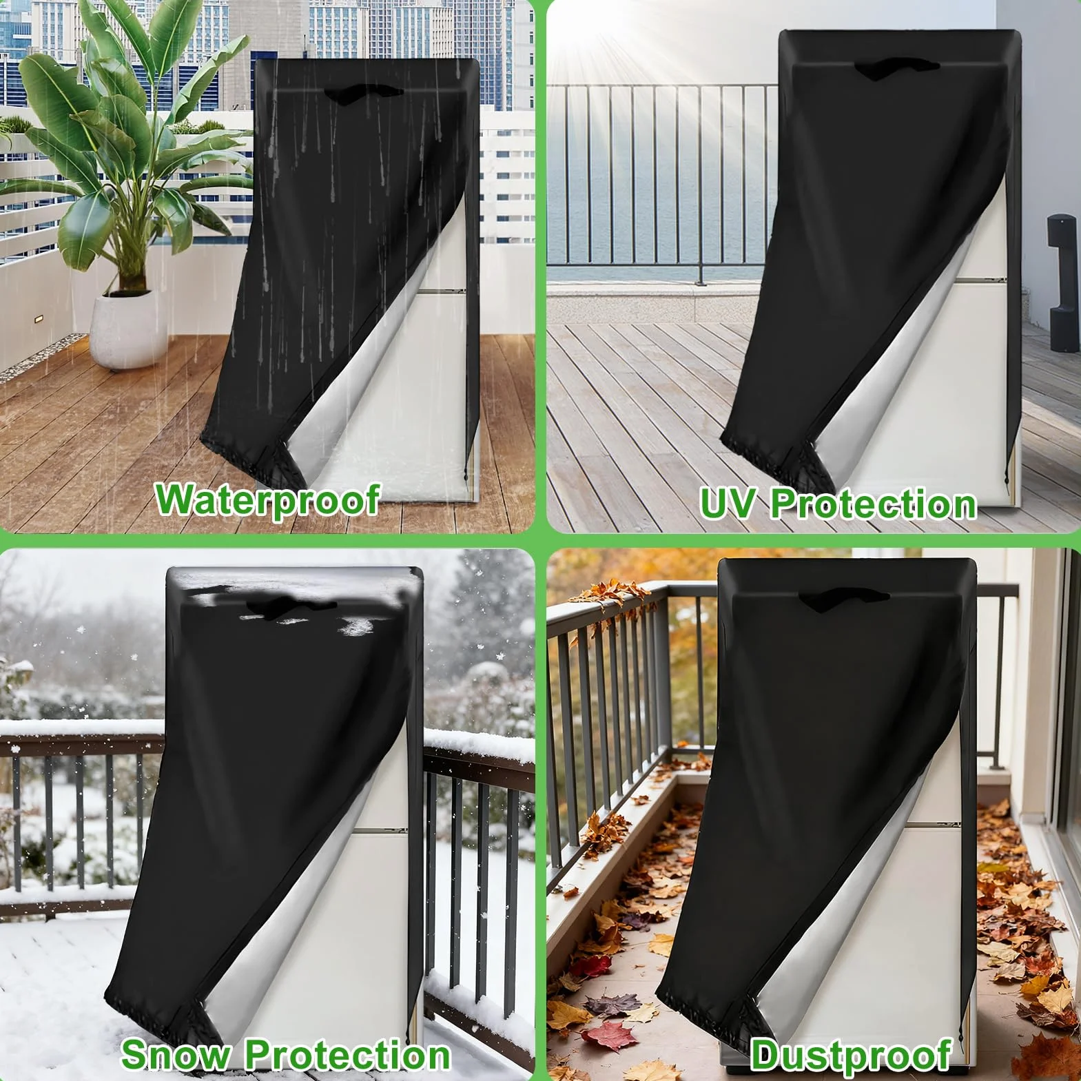 Cubiertas para refrigerador, impermeables, a prueba de polvo, cubierta vertical para refrigeradores, cubierta de tela 210D, protector de nevera vertical (61 x 61 x 190 cm)