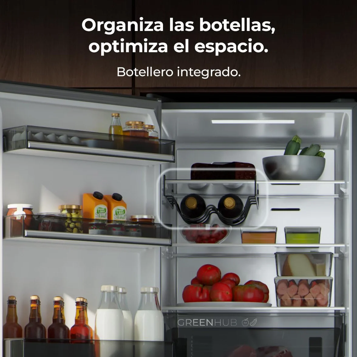 Cecotec Frigorífico Combi 409L Total No Frost Bolero CoolMarket Combi 409 Inox C. Altura 185cm, MAX INSIDE con VIP Tech, Compresor Inverter Plus, Bajo Consumo, Cajón Temperatura Variable, Inox