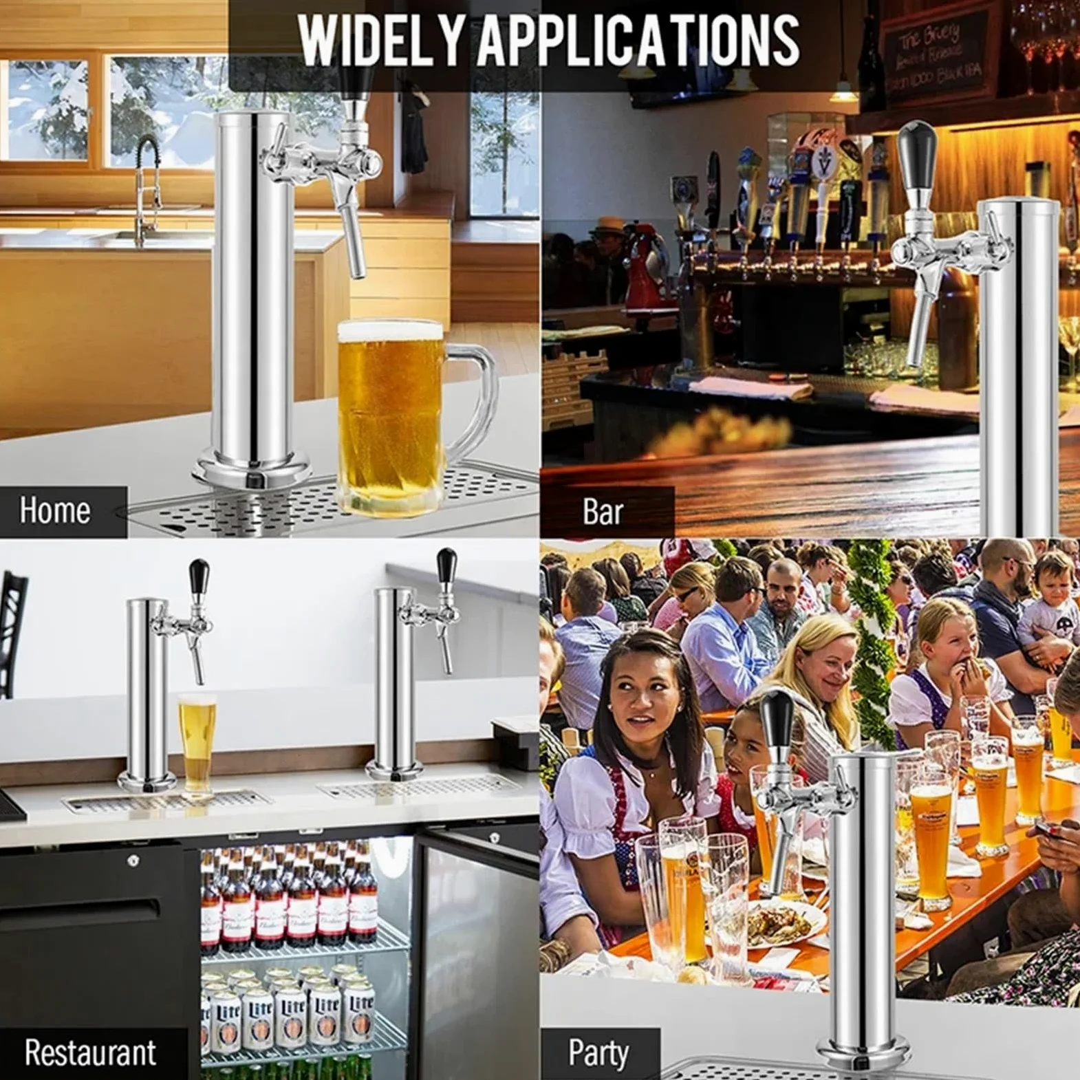 Tirador De Cerveza para Casa Torre de Cerveza, dispensador de Barril de Cerveza de un Solo Grifo, dispensador de Cerveza de Barril de Columna de 3 Pulgadas, con Kit de instalación Completo