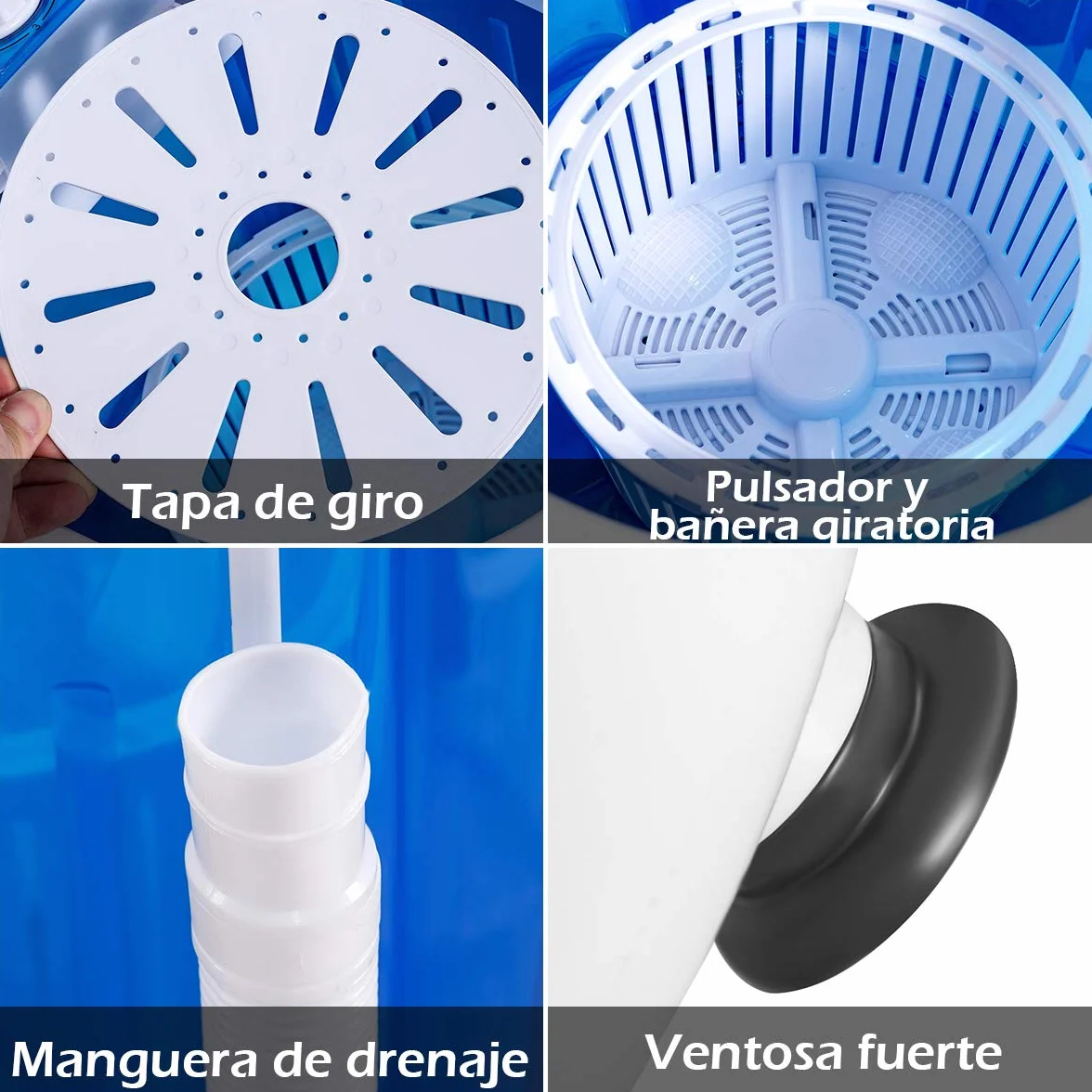 COSTWAY 2,5 kg Lavadora Portatil, 170W Mini Lavadora Semiautomática con Centrifugador para Camping, 2 en 1 Lavadora Pequeña con Pulsador y Bañera Giratoria para Viajes y Caravanas Camper