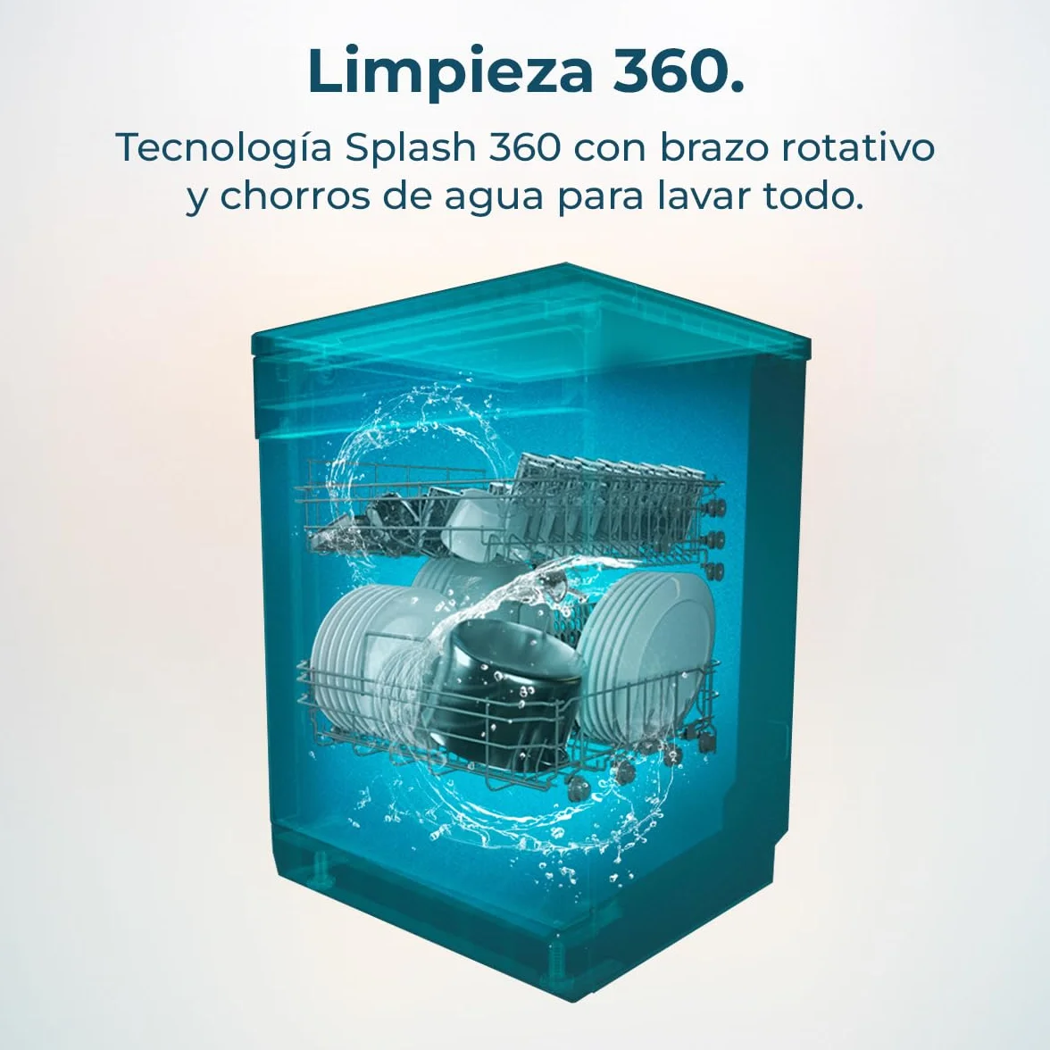 Cecotec Lavavajillas Integrable 60cm Bolero Aguazero 8001 Full BI B. 14 Cubiertos, 8 Programas, Motor Inverter Plus, 3º Bandeja, Control Táctil, O2 Dry, Filtro Antibacteriano