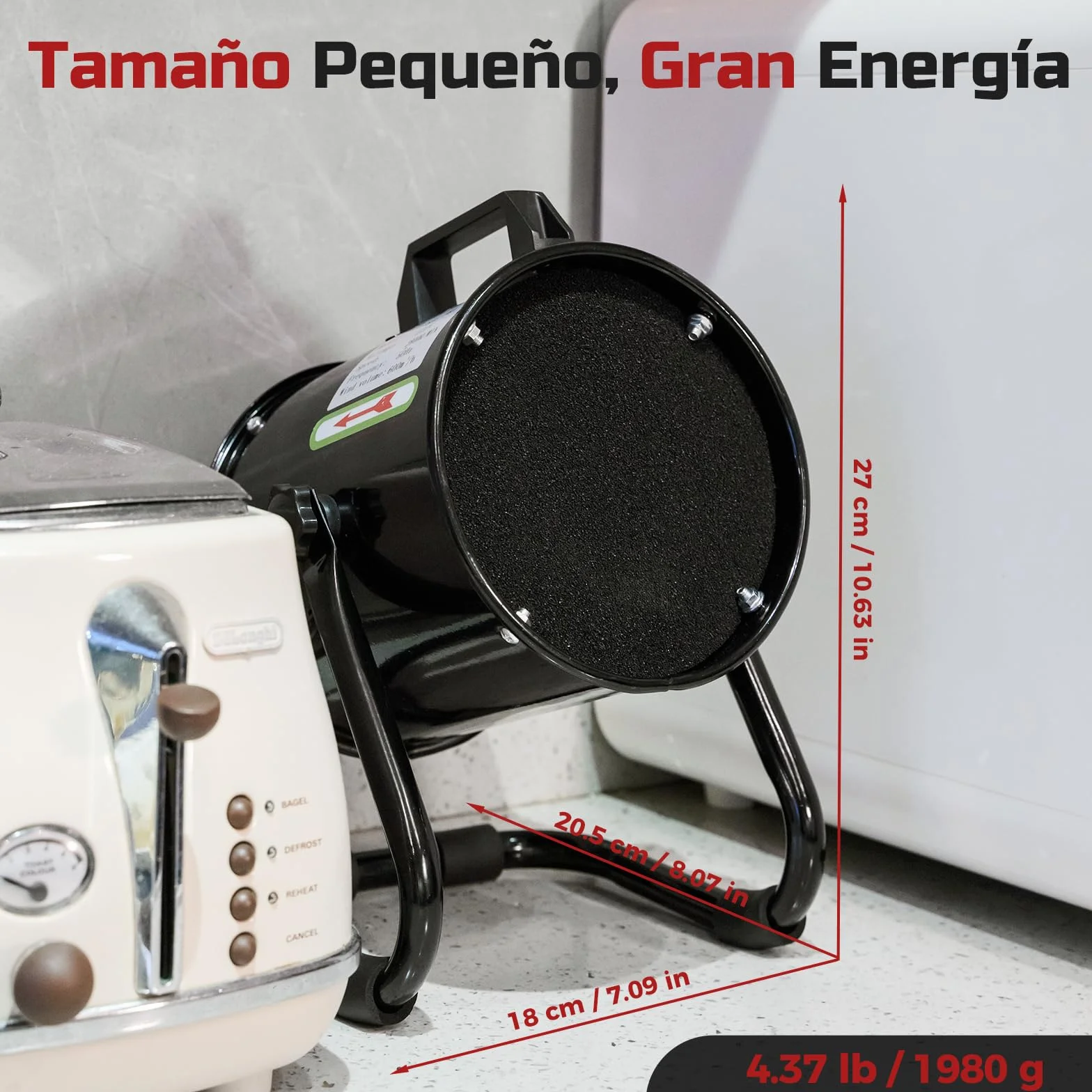 Campana Extractora Portátil 40W 600m³/h Extractor Aire Humos Aleación Aluminio con Filtro Carbón Activado Ajustable Bajo Ruido para Cocina RV