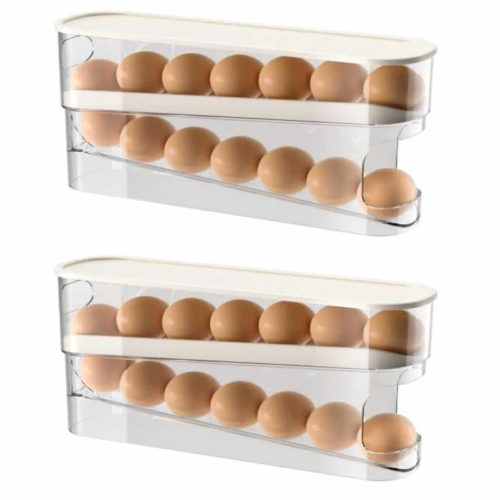 Rejilla for huevos con ruedas automáticas, refrigerador, caja de almacenamiento for, dispensador que ahorra espacio, compatible, rejilla for for cocina, gabinete encimera(2pcs)