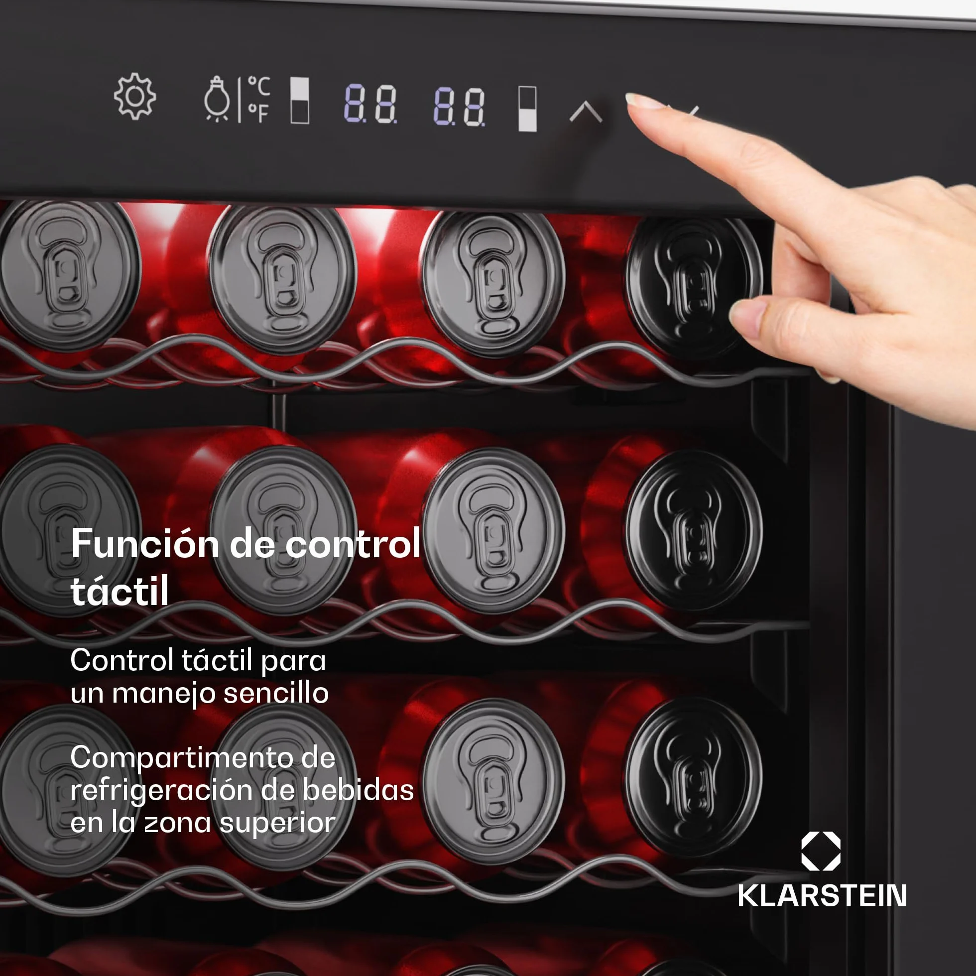 Klarstein Bovella 55 duo+ vinoteca - 55 botellas, 2 zonas, 5-18°c, control táctil, iluminación led, protección uv, independiente, nevera vinos