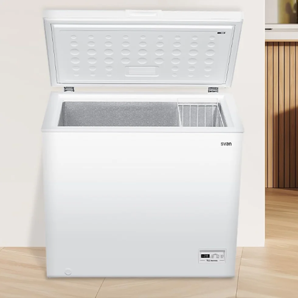 Svan Congelador horizontal Blanco SCH2001EDC. Capacidad 198 Litros, Dual Cooling, 1 Cesta, Bajo nivel Sonoro, Eficiencia Energética Clase E [Clase de eficiencia energética E]