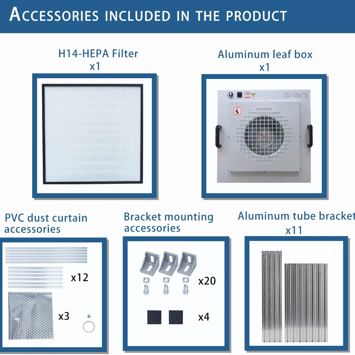FFU HEPA H14-Filter - Campana de flujo laminar actualizada (incluye filtro HEPA) 100/ISO Clase 5 para sala limpia/laboratorio/sala limpia/sala de hongos, campana de flujo de aire laminar (22.6