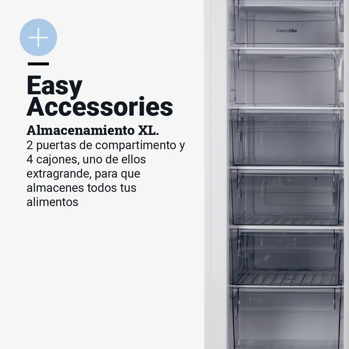 UNIVERSALBLUE Congelador Vertical 172L Pequeño 144cm | Congelador Pequeño Con Cajones | Refrigerador | Puerta Reversible | Bajo consumo | ENVÍO + SUBIDA A PLANTA INCLUIDO
