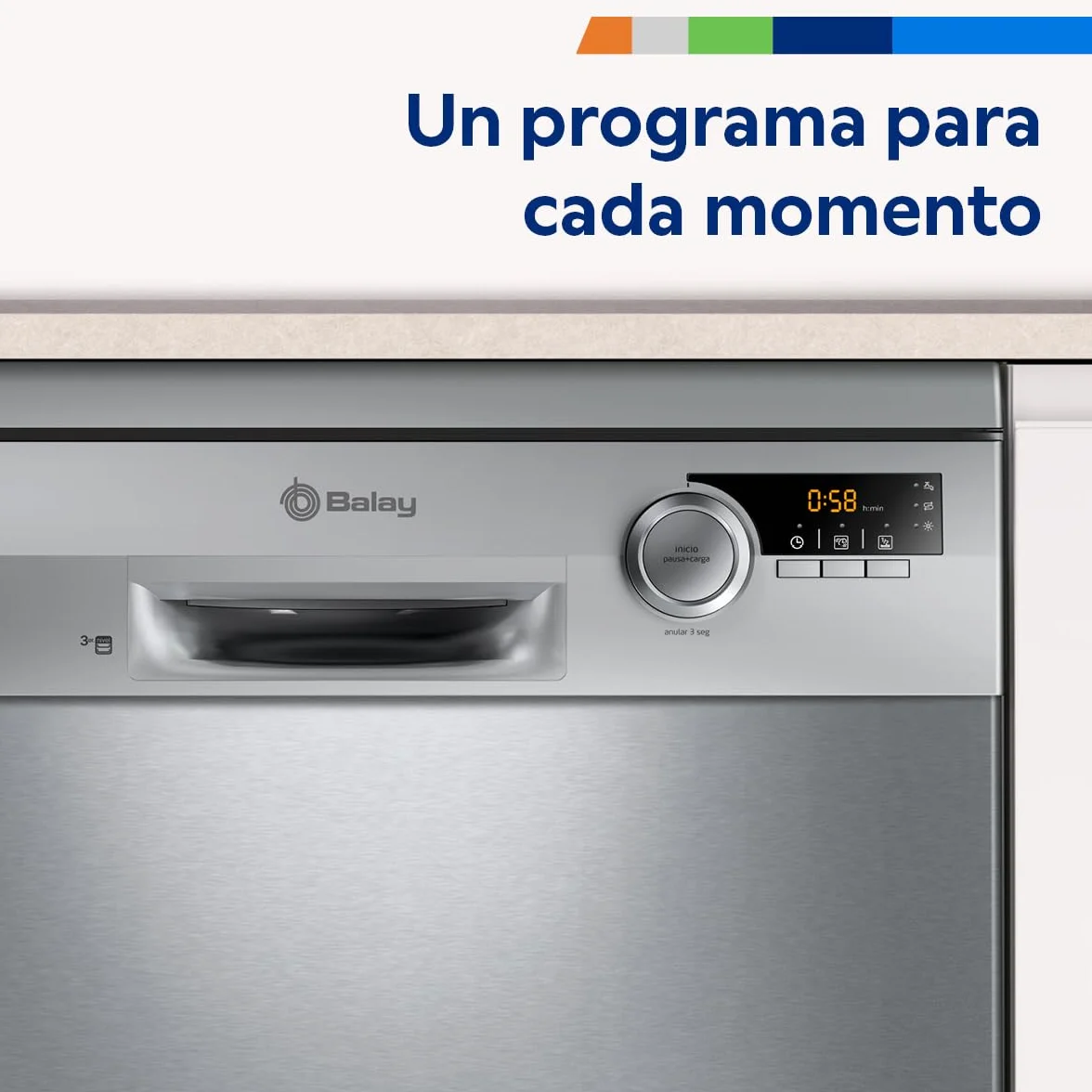 Balay Lavavajillas Libre Instalación 13 Servicios 60 cm Acero Antihuellas 3VS572IP
