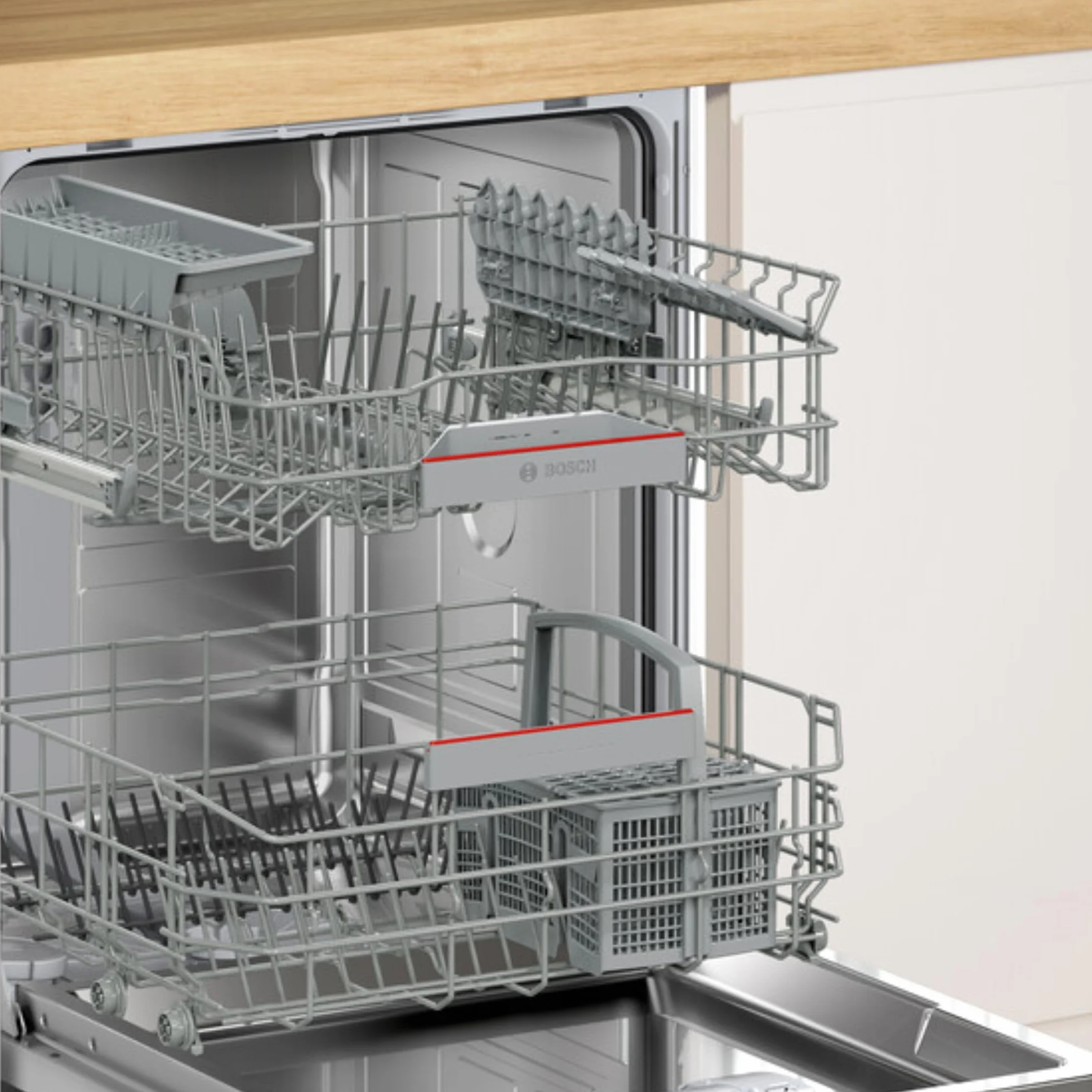 Bosch - Lavavajillas integrable, 60 cm. de ancho, Serie 4, Home Connect, Cestas Flex, Extra Secado, Blanco, SMV4HAX19E