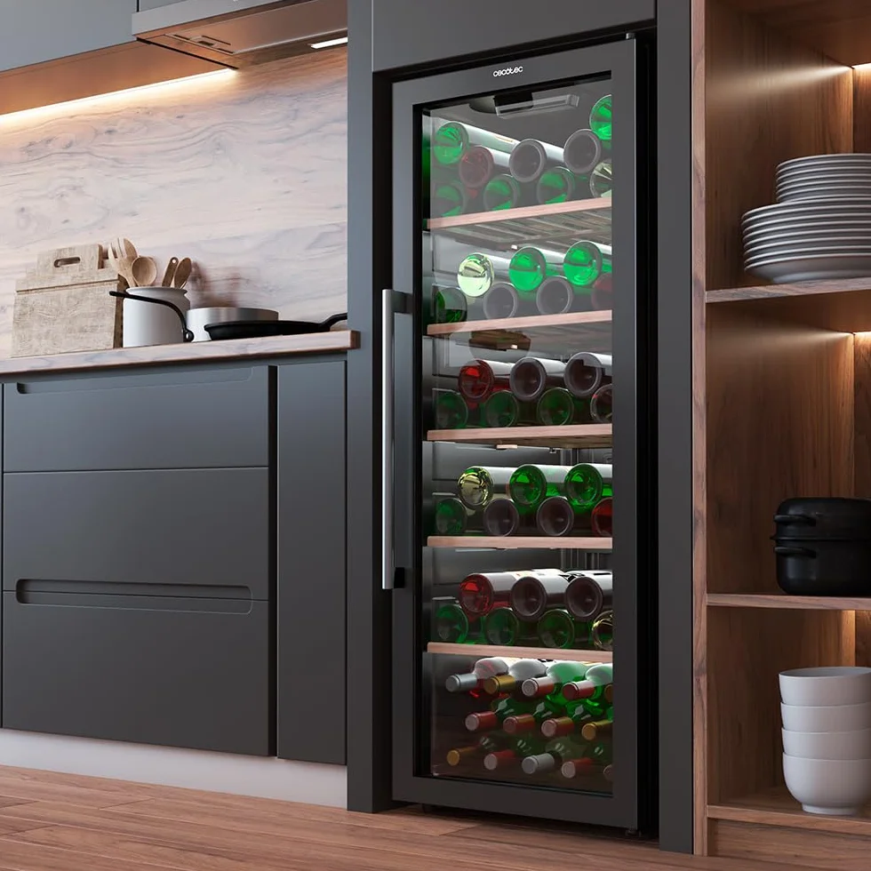 Cecotec Vinoteca 98 Botellas Bolero Grand Sommelier 98000 Black: Vinoteca De 128,5 cm Con Sistema De Enfriamiento Silencioso A 41Db Y Panel De Control Táctil