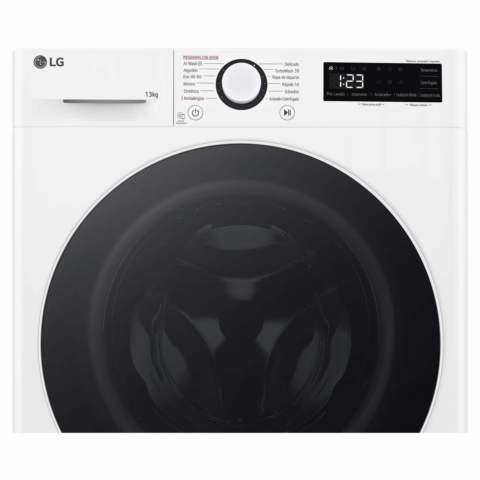 LG F4WR6013A0W - Lavadora Inteligente, 13kg, AI Direct Drive, 1400rpm, Carga Frontal, Clasificación A, TurboWash 360º, Vapor Steam, Serie 600, Blanco