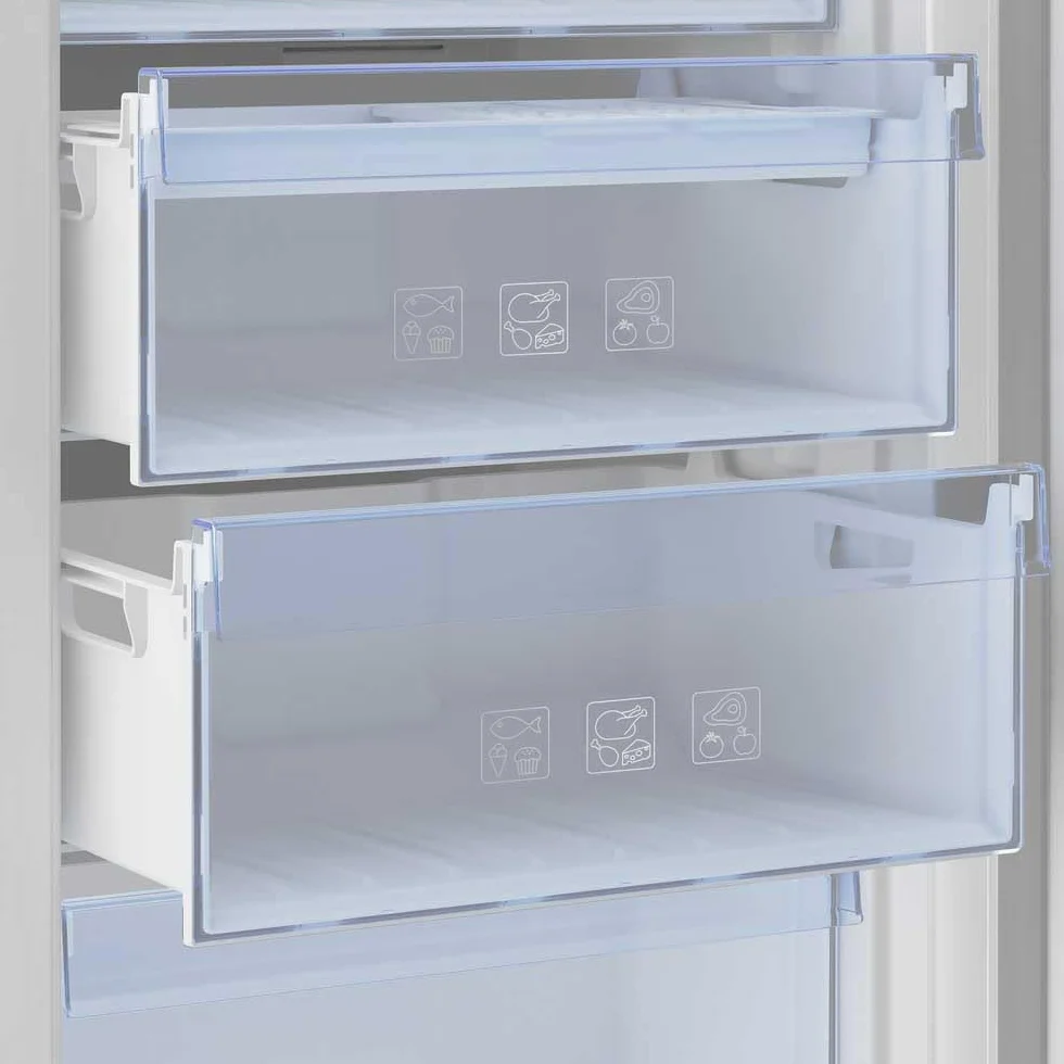 Beko RFNE290L41WN - Congelador Vertical, No Frost, Clase Energetica E, Mecánico, 5 cajones + 2 tapas, Color Blanco
