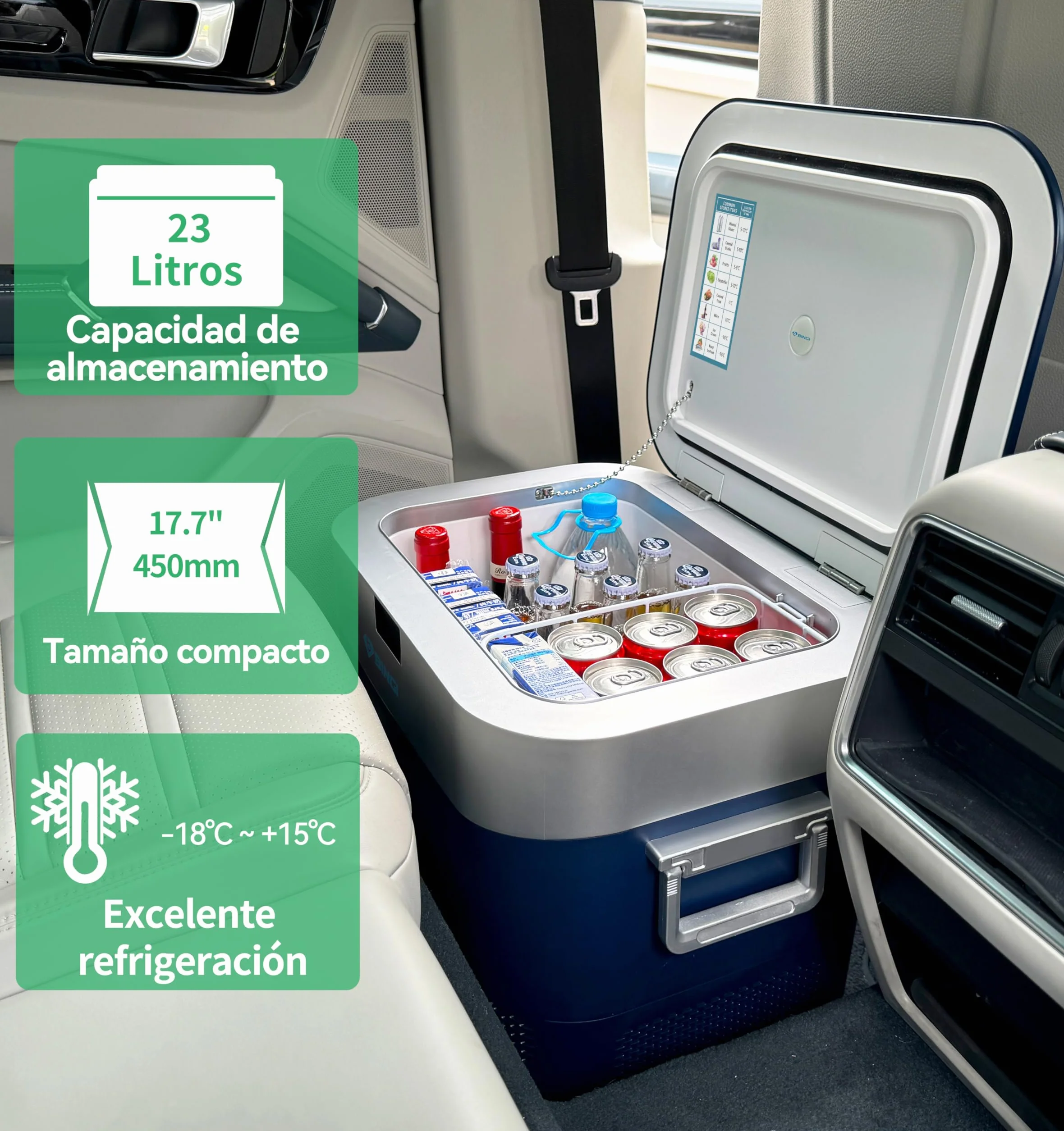 Nevera Portátil Eléctrica 22L Compresor 12V/24V 220V -18ºC a +15ºC para Coche Camping