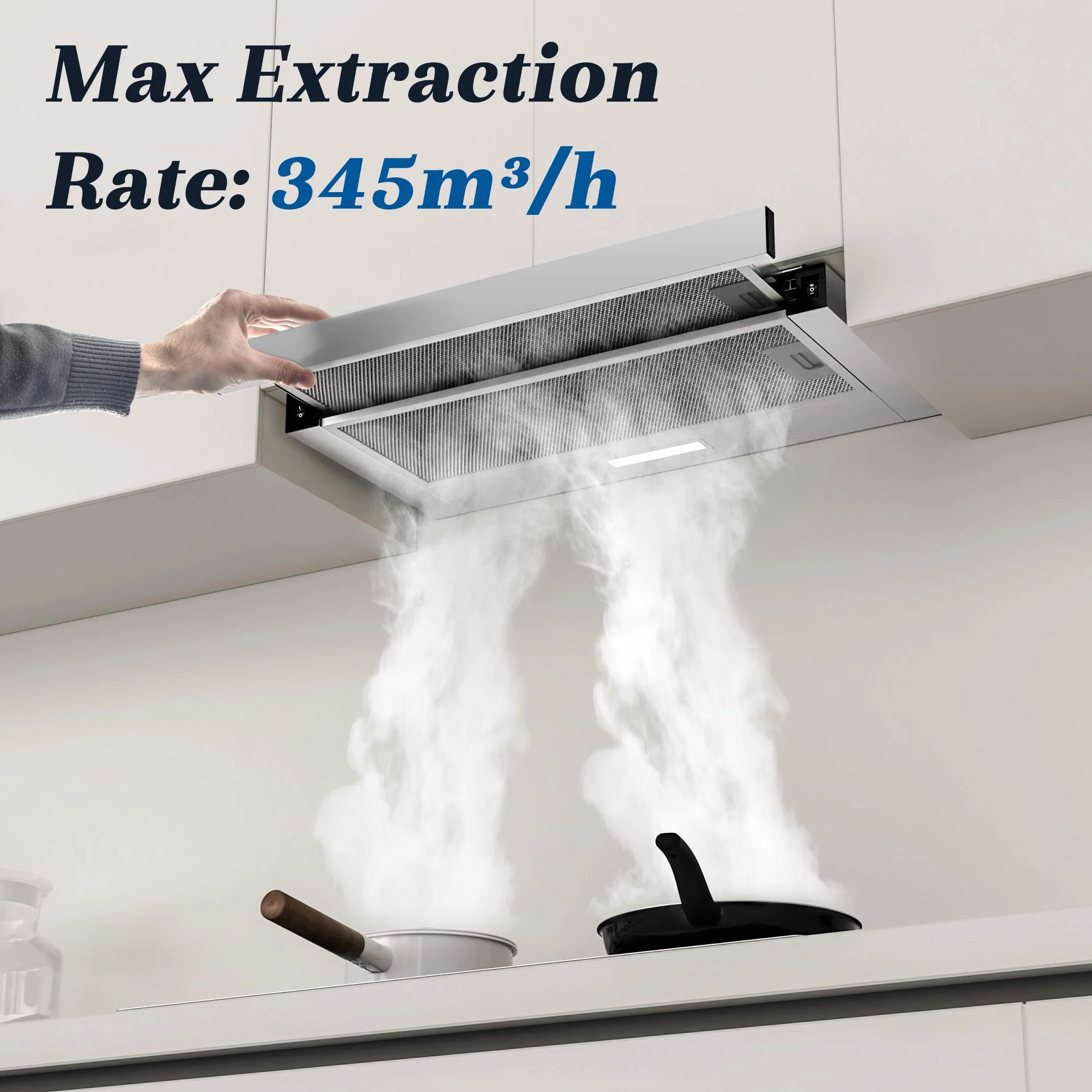 Campana Extractora Telescópica 60 cm 350 m³/h Acero Inoxidable LED FIREGAS