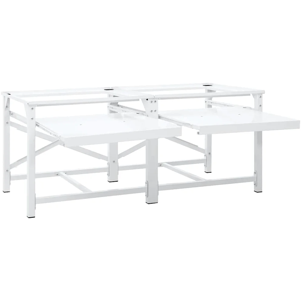 Soporte para lavadora de acero blanco 120 x 56 x 52 cm con 2 estantes y almohadillas antideslizantes de 200 kg para accesorios de lavadora