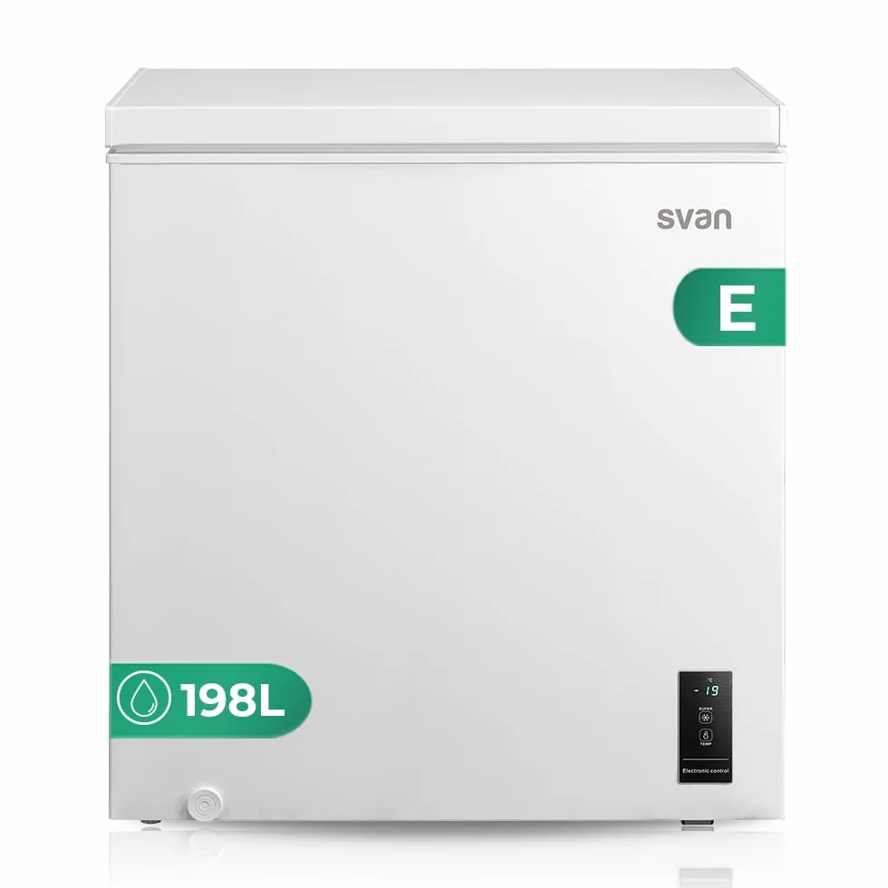 Svan Congelador Horizontal Blanco SCH2003EDC. Capacidad 198 Litros, Dual Cooling, 1 Cesta, Bajo Nivel Sonoro, Eficiencia Energética Clase E