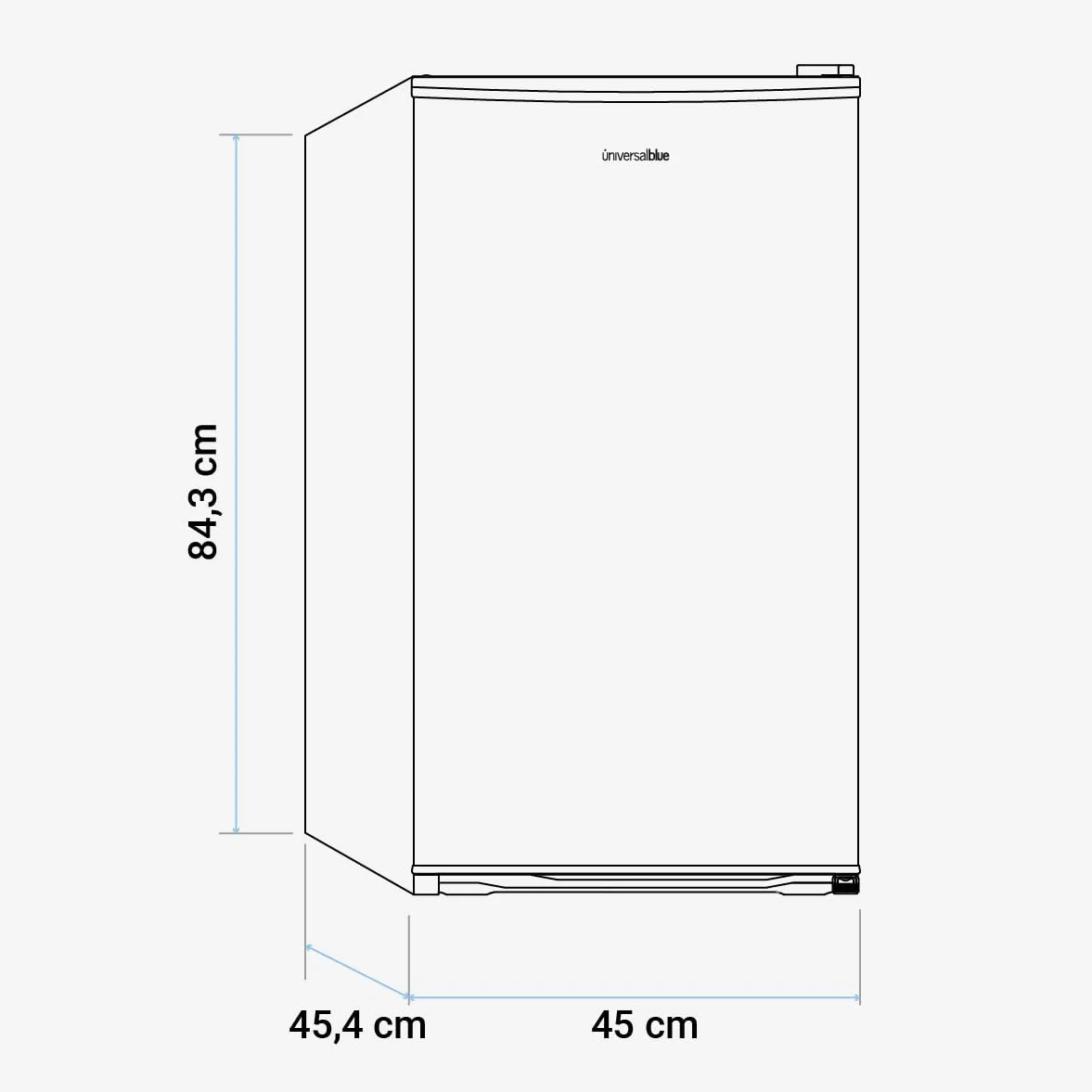 UNIVERSALBLUE Frigorífico Mini Bajo Encimera 90L Blanco - Puerta Reversible, Bajo Consumo, Congelador 0º a -3º, Almacenamiento Fácil, Luz Interior | Nevera Mini