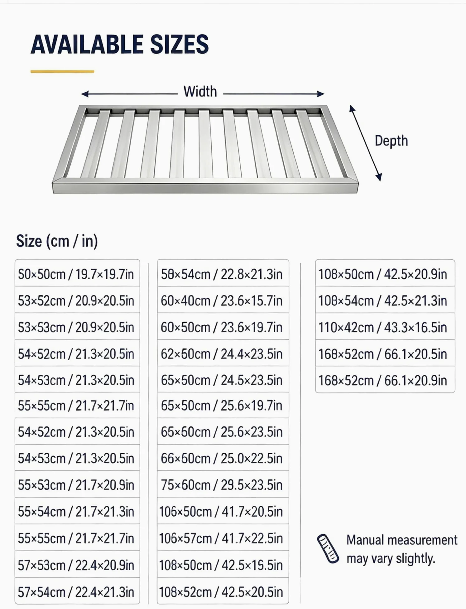 Estante acero inox 304 for frigorífico y congelador comercial | Rejilla de repuesto en acero inox 304 for vitrinas, congeladores y equipos de refrigeración(108x53cm/42.5x20.9in)