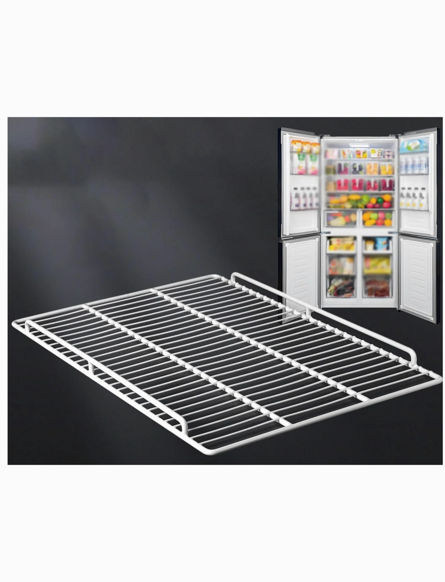 Estante de Repuesto para Frigorífico con Bordes Laterales | Organizador de rejilla de alambre for frigorífico, refrigerador y vitrina(57x53cm/22.4x20.9in)