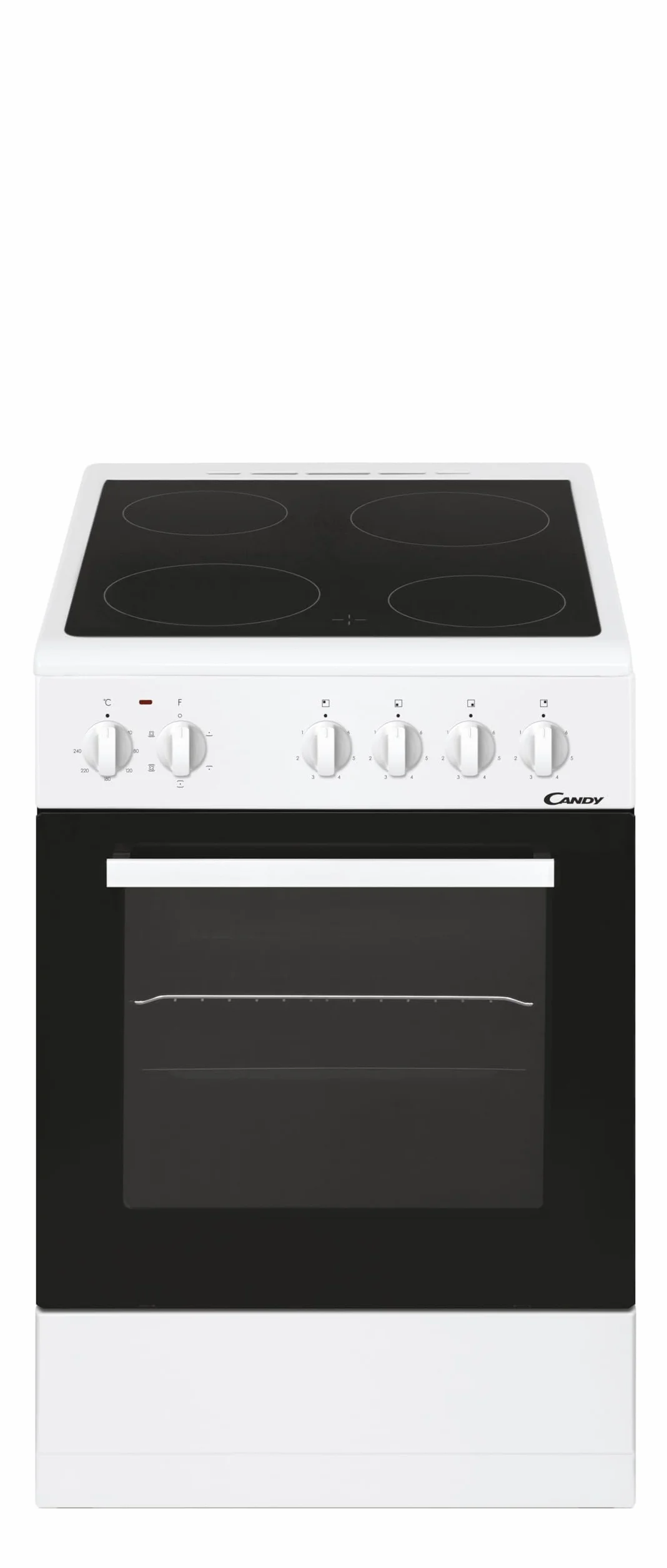 Candy CVE5436FEEW/E Cocina Libre Instalación 50cm, Horno Multifunción 43L con 6 Funciones, Vitrocerámica 4 Zonas, Mandos Independientes 4 para Vitrocerámica y 2 para Horno, Blanco