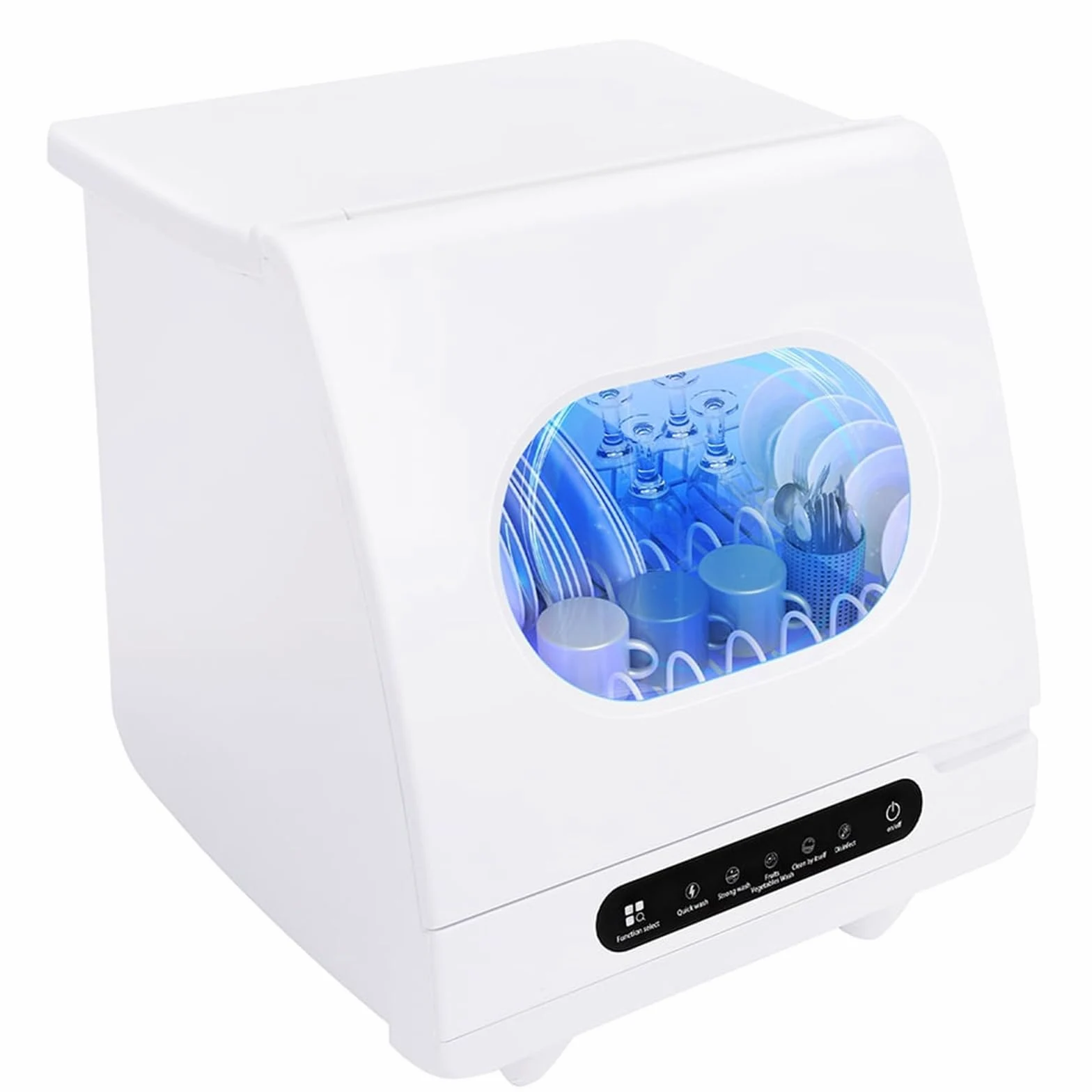 Lavavajillas de Mesa, Mini Lavavajillas con 5 Programas de Lavado, Control Táctil, Secado Automático, Cuidado del Bebé y Lavado de Frutas, Lavavajillas Compacto Portátil para el Hogar, Apartamento