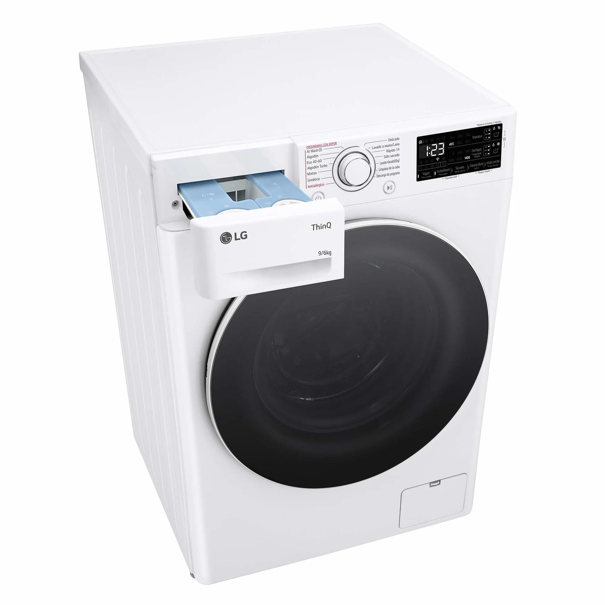 LG Lavadora Secadora Inteligente Direct Drive 9/5kg 1400 rpm Autodosificación Vapor Steam Wi-Fi ThinQ Serie 550 Blanco