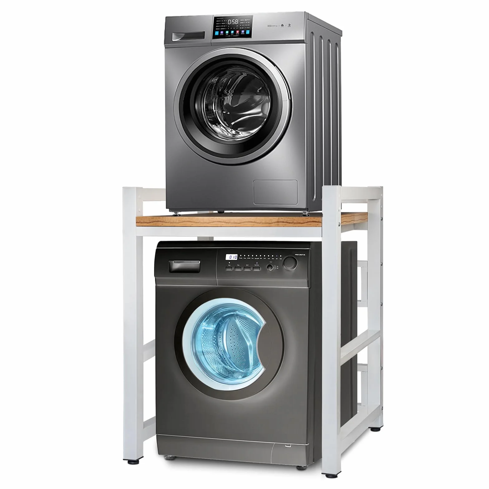 JXZ Mueble Lavadora, Soporte Secadora sobre Lavadora, Gabinete de Lavadora de Tambor, Ajustable en Altura de 3 Niveles, Capacidad de 300 kg para BañO, Cocina, BalcóN, Lavandería (Blanco A)