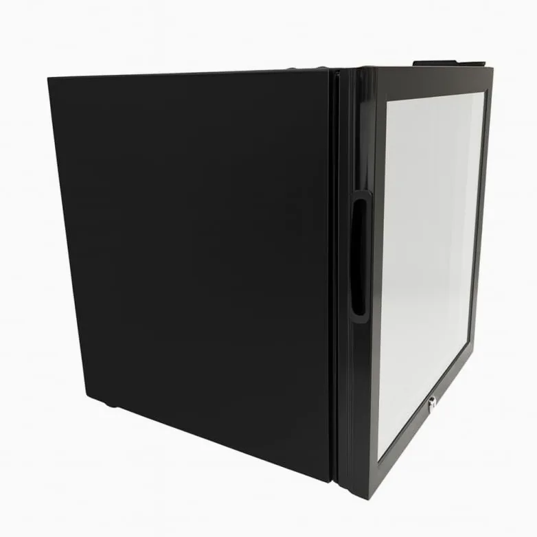 Mini armario para bebidas 52L - Refrigerador compacto positivo ventilado - Temperatura 0/+10°C - Puerta abatible con cerradura - Estante + rejilla - Iluminación LED - Gas R600a - Pies ajustables