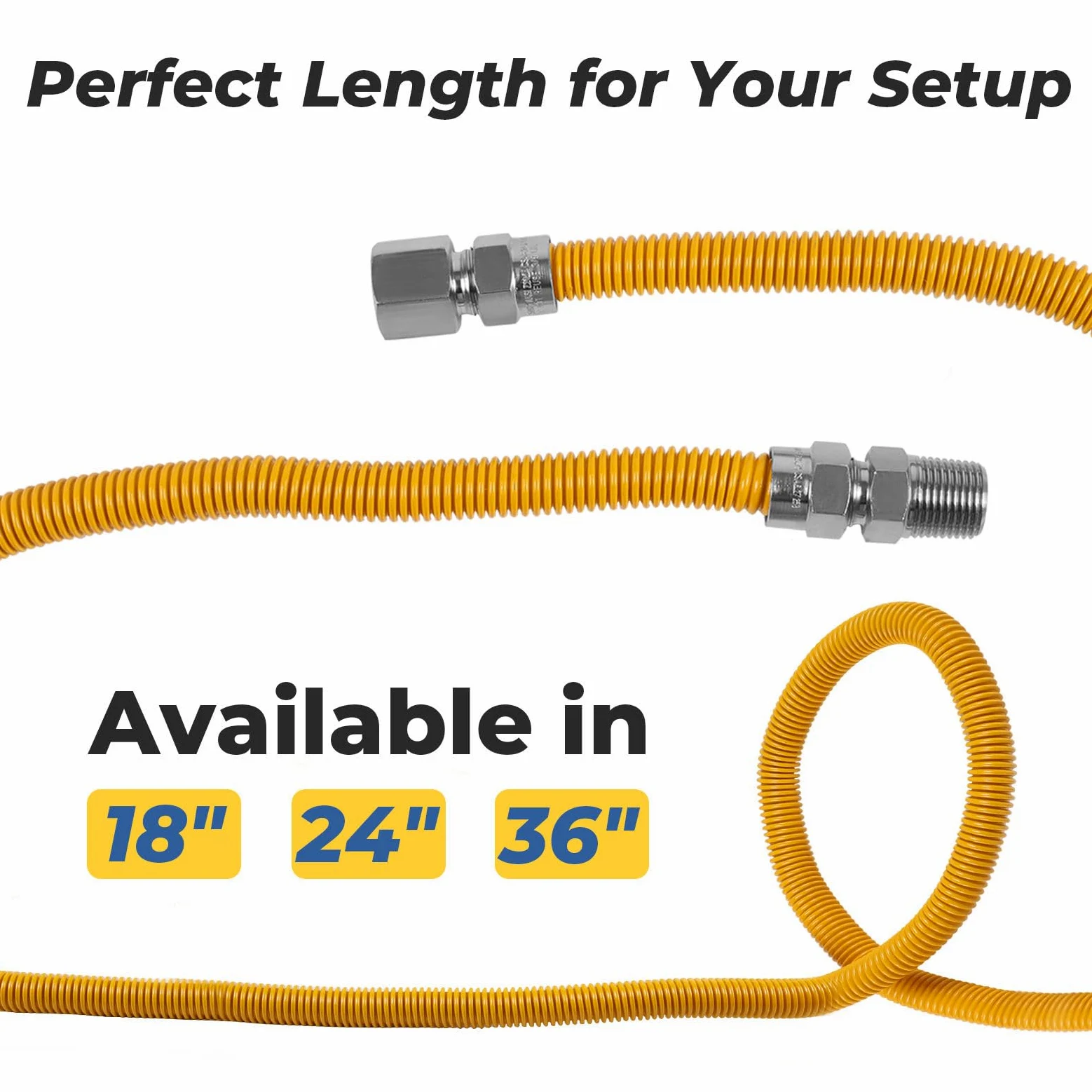 2 mangueras de gas GUOFIS de 36 pulgadas, MIP de 0.75 pulgadas x 0.75 pulgadas FIP (1 pulgada OD) conector de línea de gas flexible para estufa de gas y calentador