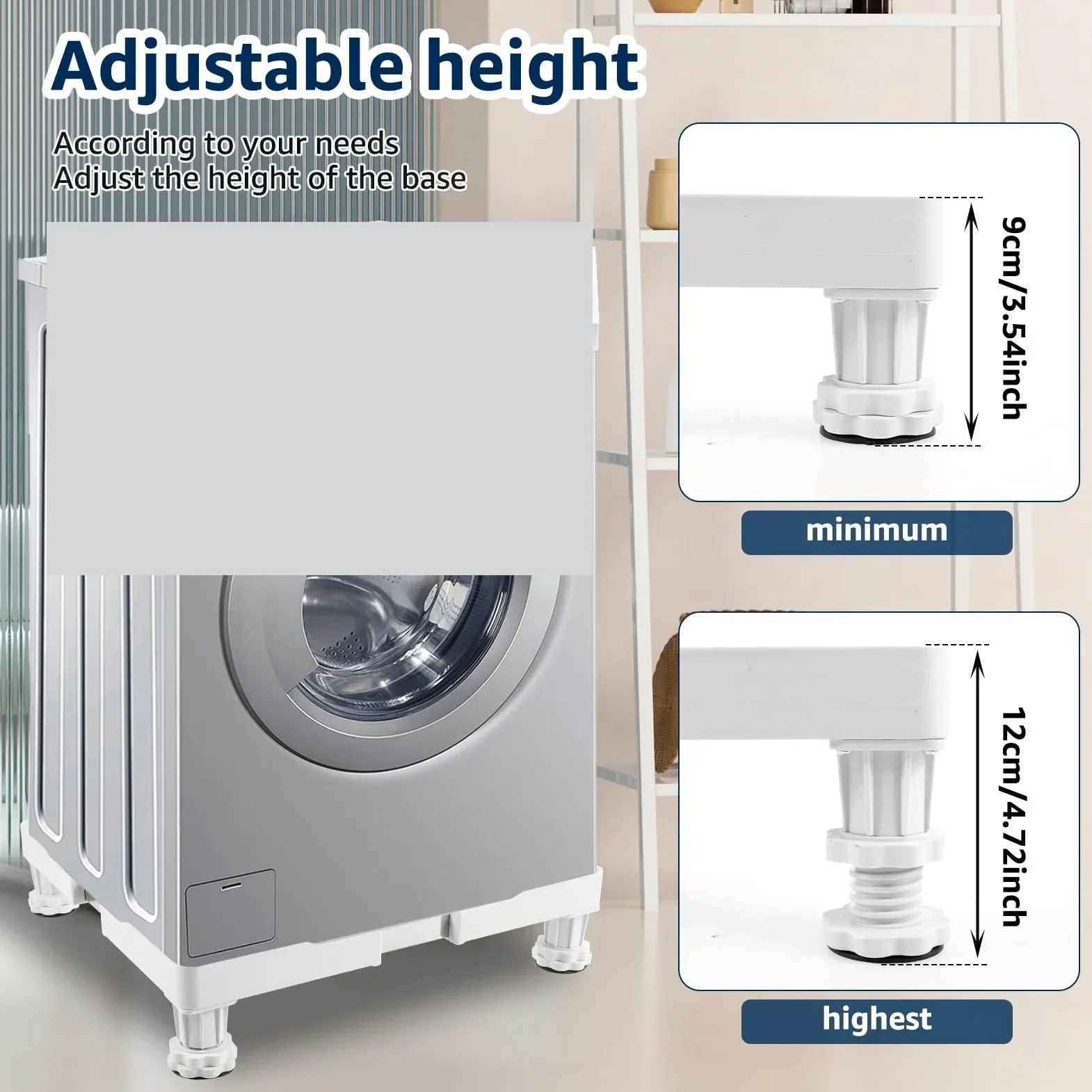 Soporte de lavadora antivibración móvil universal | Base de pedestal for lavandería con almohadillas antivibración for electrodomésticos y muebles