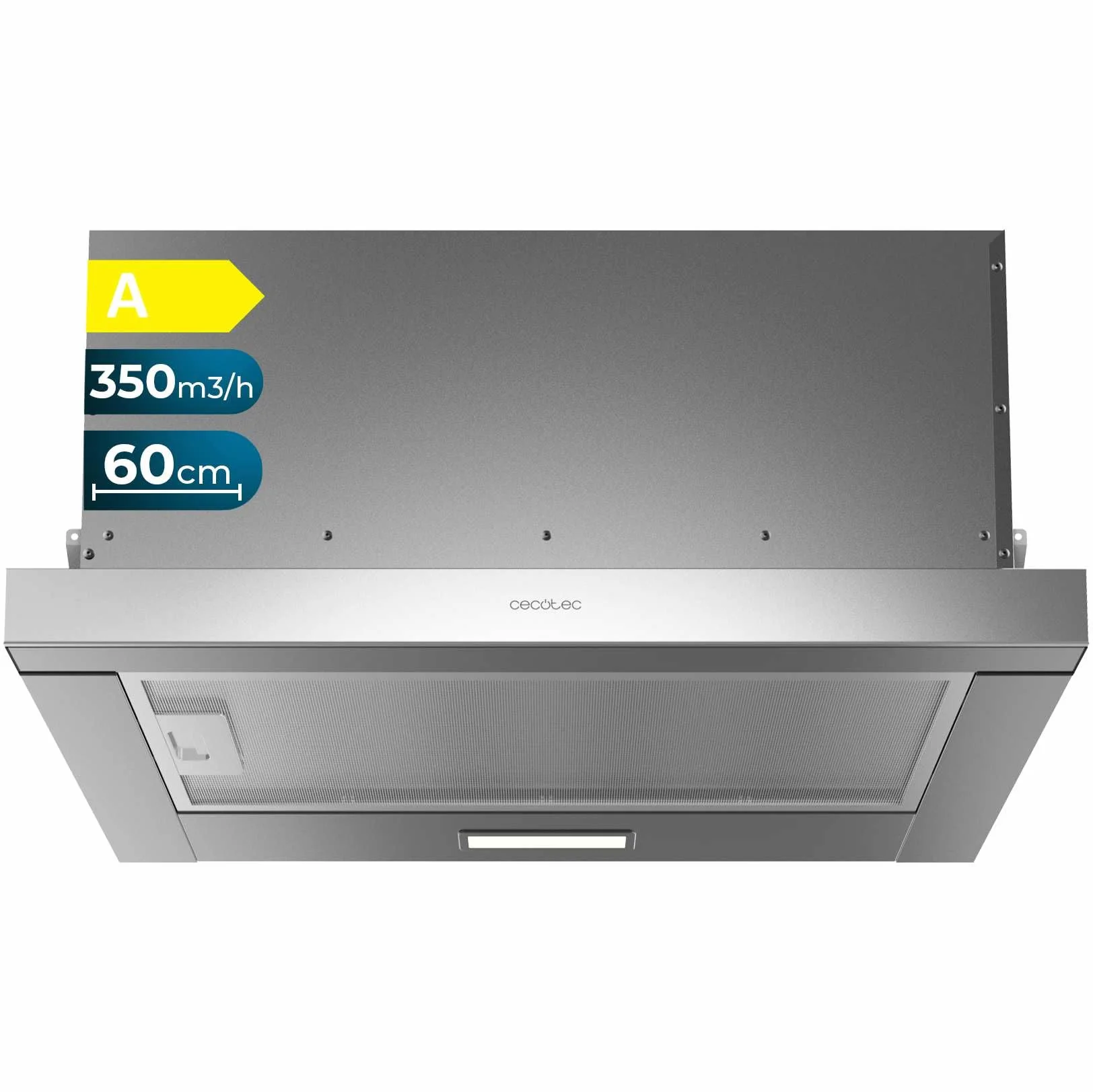 Cecotec Campana Extractora Telescópica 60 cm Bolero Flux TLM 603500 Inox 70W 350m3/h Control Mecánico
