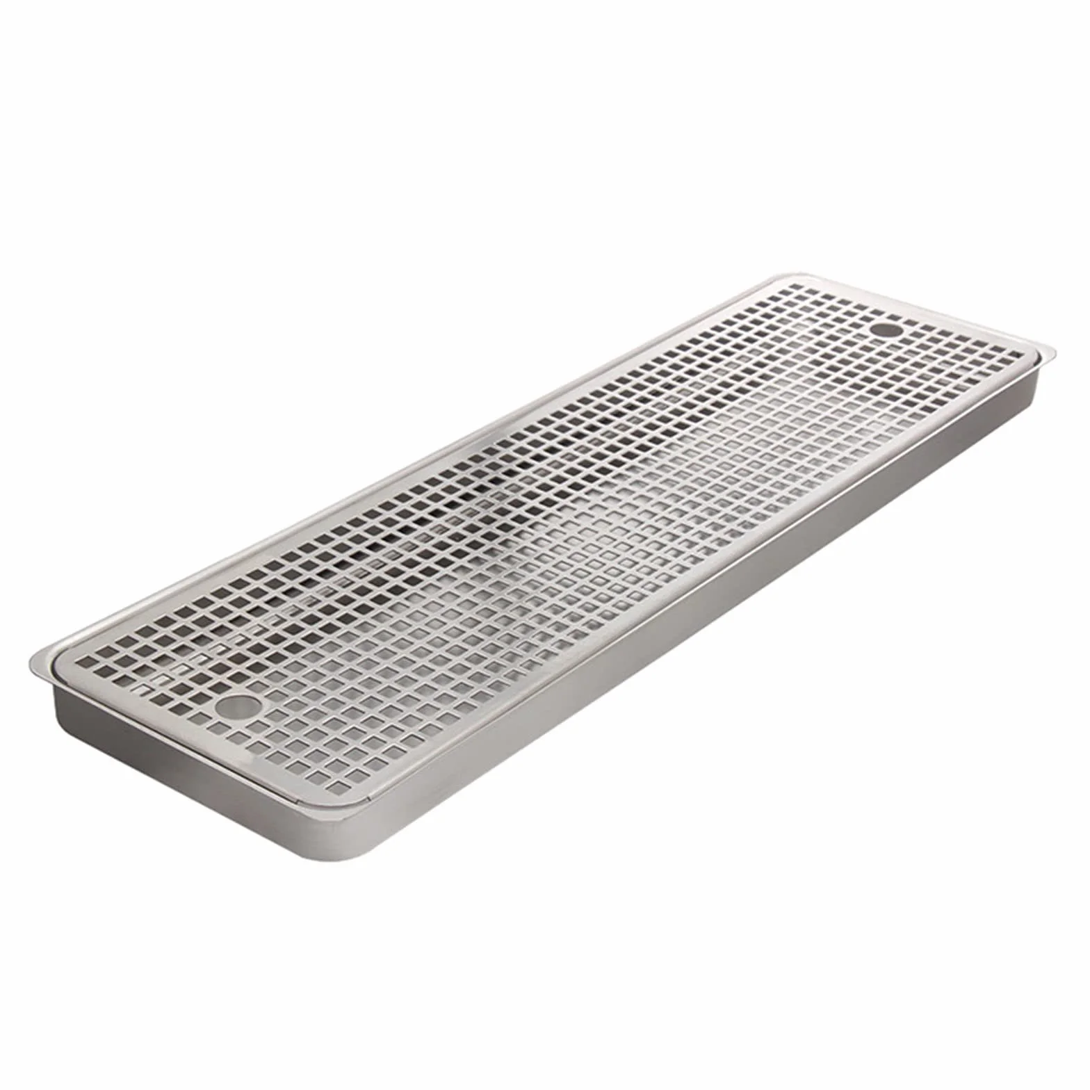 Bandeja de goteo de acero inoxidable para Kegerators, diseño rectangular de montaje en superficie, sin drenaje, ideal para barras del hogar y mini neveras, 40 cm