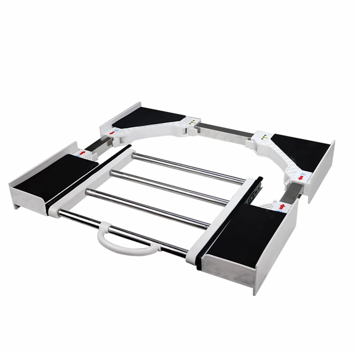 Kit universal de unión para lavadora y secadora con estante deslizante, kit universal de estanterías apiladas con trinquete y marco intermedio ajustable para lavadoras de 46-72 cm