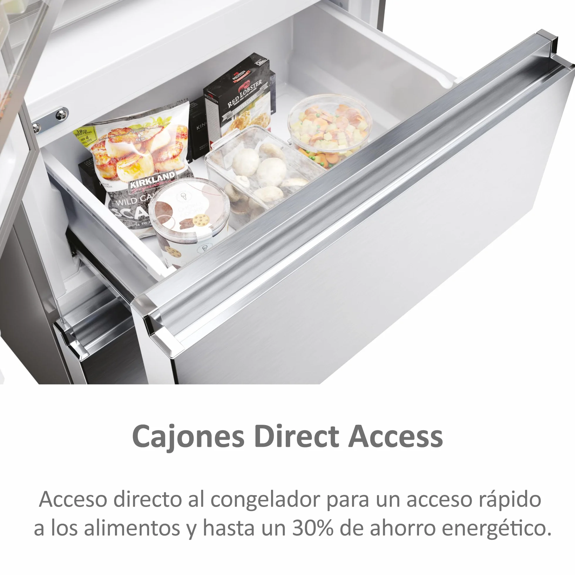 HAIER FD 70 Series 5 HFR5719ENMG - Frigorífico Puerta Francesa, Cajones Direct Access, Circular AirFlow, Motor Inverter, My Zone Plus, Total No Frost, Ancho 70cm, Alto 1,90m, 446L, Luz LED, Inox