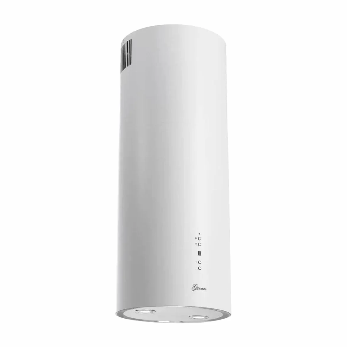 GURARI GCH I 385 36 WH Prime N - Campana extractora de isla redonda de 36 cm, color blanco, 1000 m³/h, 4 niveles, pantalla, iluminación LED