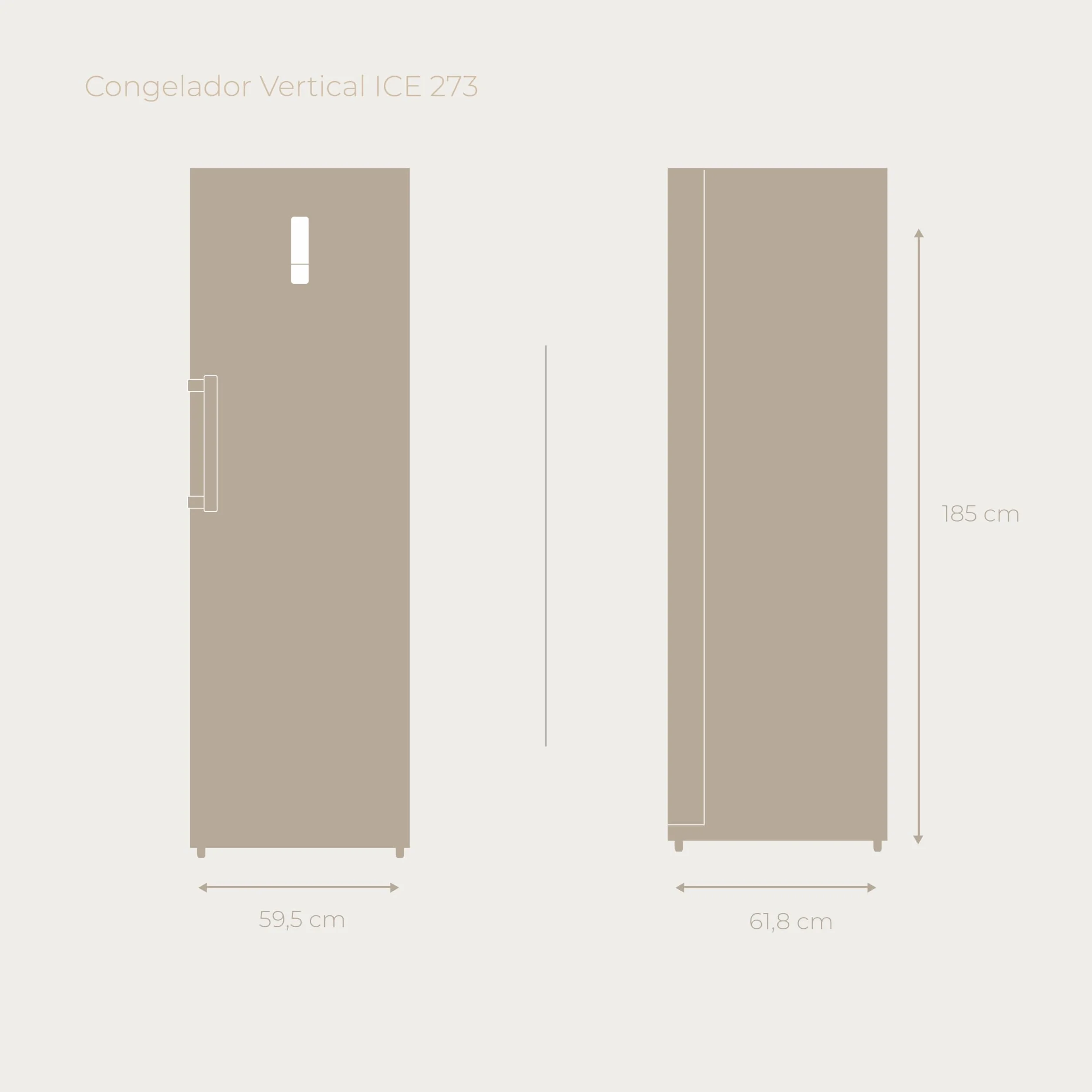 EVVO Congelador Vertical ICE 273 - Arcón Congelador Convertible a Frigorífico, 185cm de Altura, Capacidad de 273 Litros, Alarma Puerta Abierta, Puerta Reversible, Display Frontal, Acabado Blanco