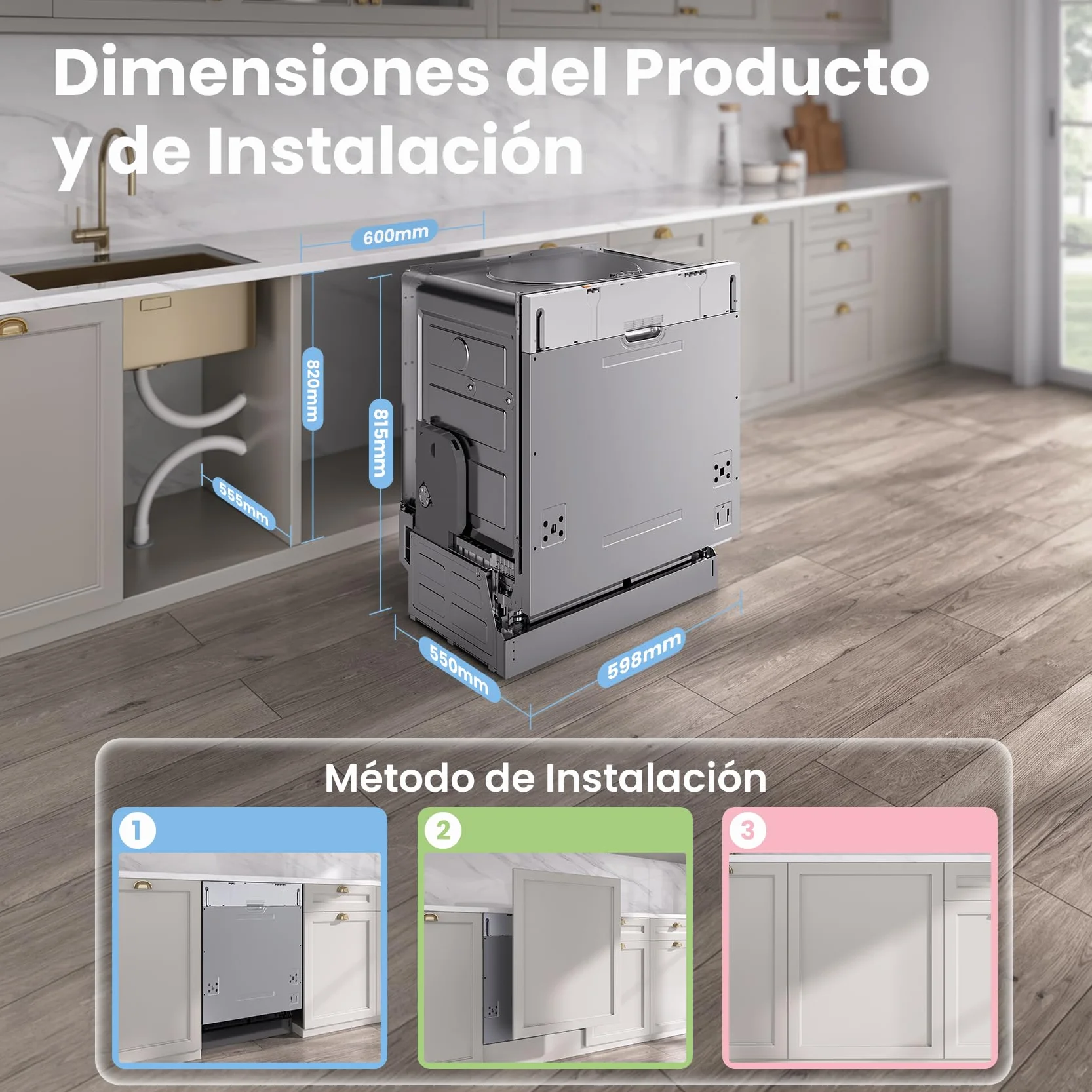 COMFEE' CDWPB1215PB-EU Lavavajillas Integrable 60cm 12 Cubiertos Cloud Wash Secado Extra Inicio Diferido 5+3 Programas IoT Blanco