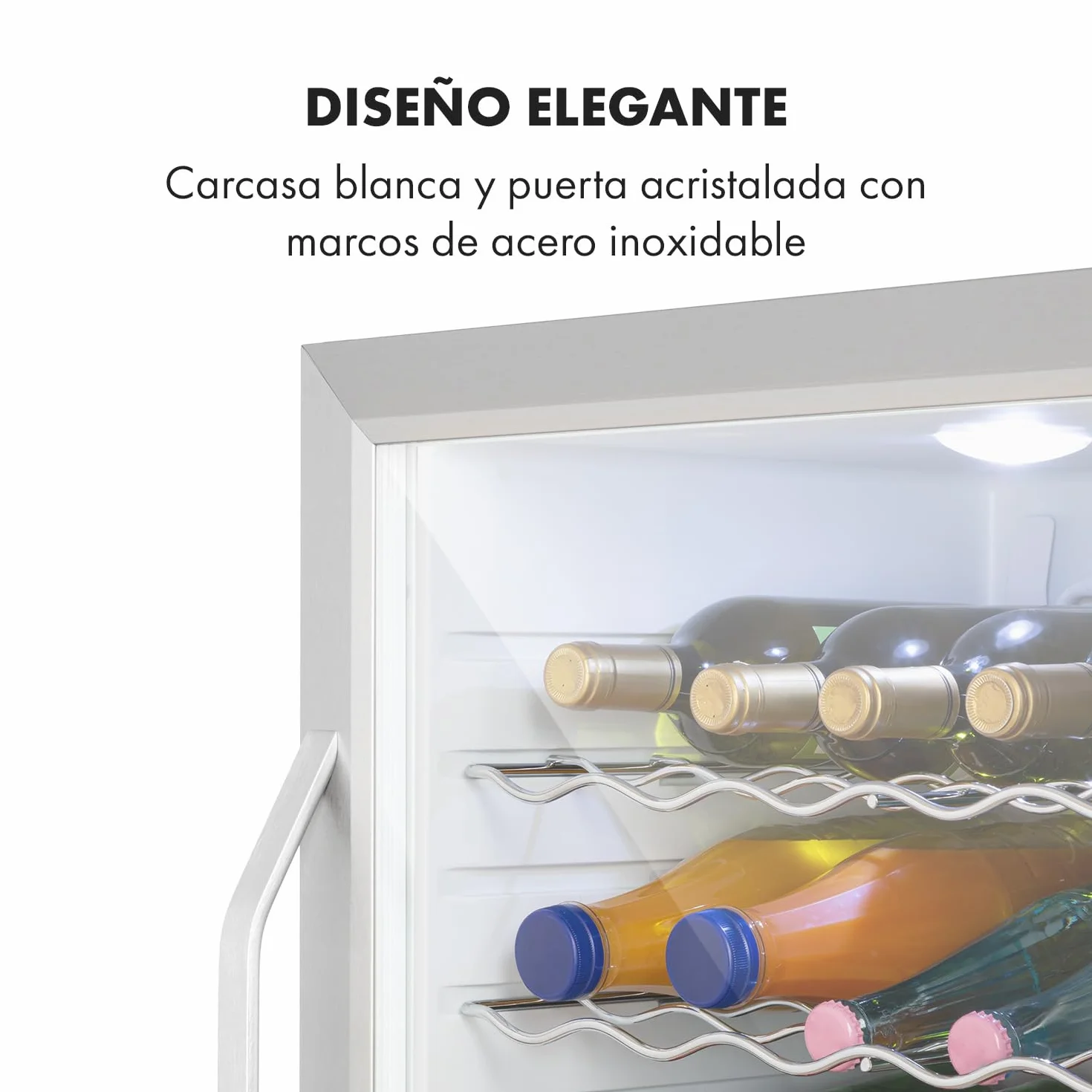 KLARSTEIN Nevera Pequeña Portatil Electrica para Bebidas, Mini Frigorifico con Estantes y Puerta de Cristal Habitaciones, 60L