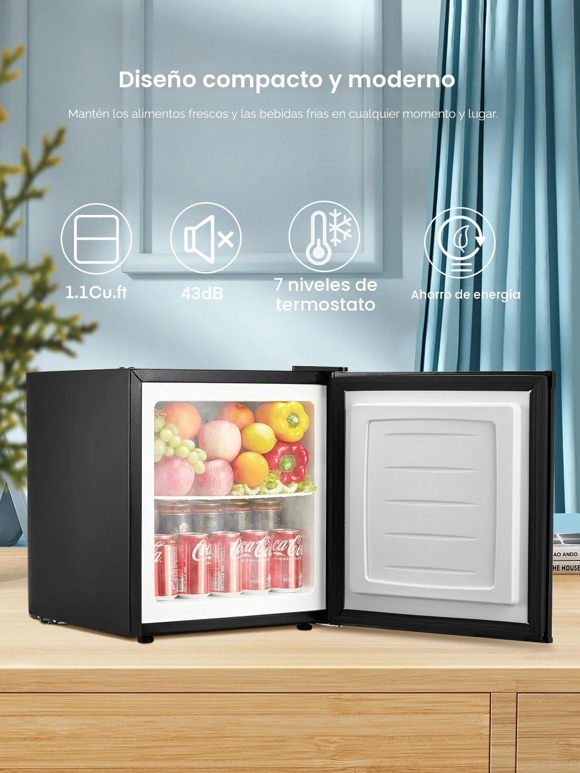 Congelador Vertical 32L 4 Estrellas -22℃ Puerta Reversible Silencioso Ahorro Energético Negro
