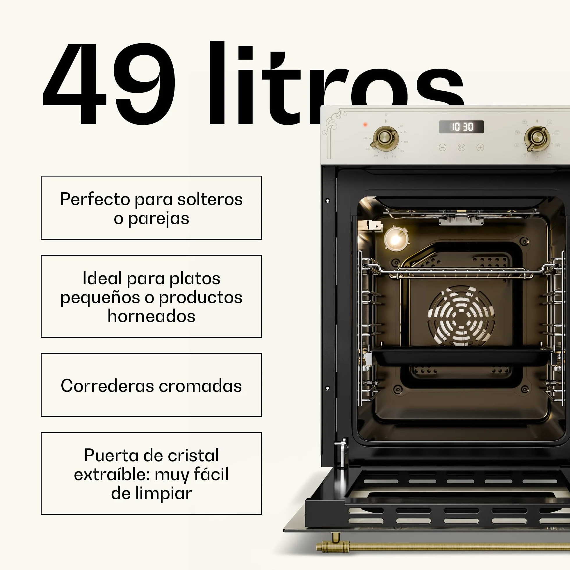 Klarstein Elizabeth Slim Horno Eléctrico Empotrable 49 L 9 Funciones Limpieza A Vapor Grill Ventilado Negro 45 cm
