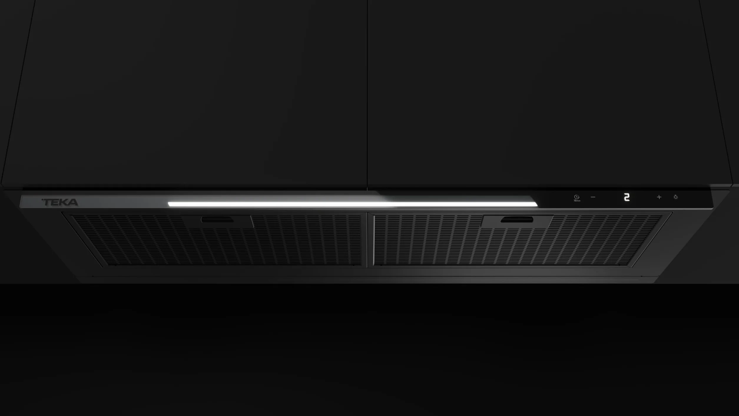 TEKA Campana Extractora Integrada 90 cm, 3 Velocidades + 1 Intensiva, Motor EcoPower, Iluminación LED, Filtros Metálicos, Recirculación, Clase Energética A+, Integra GFI 97350 EOS BK