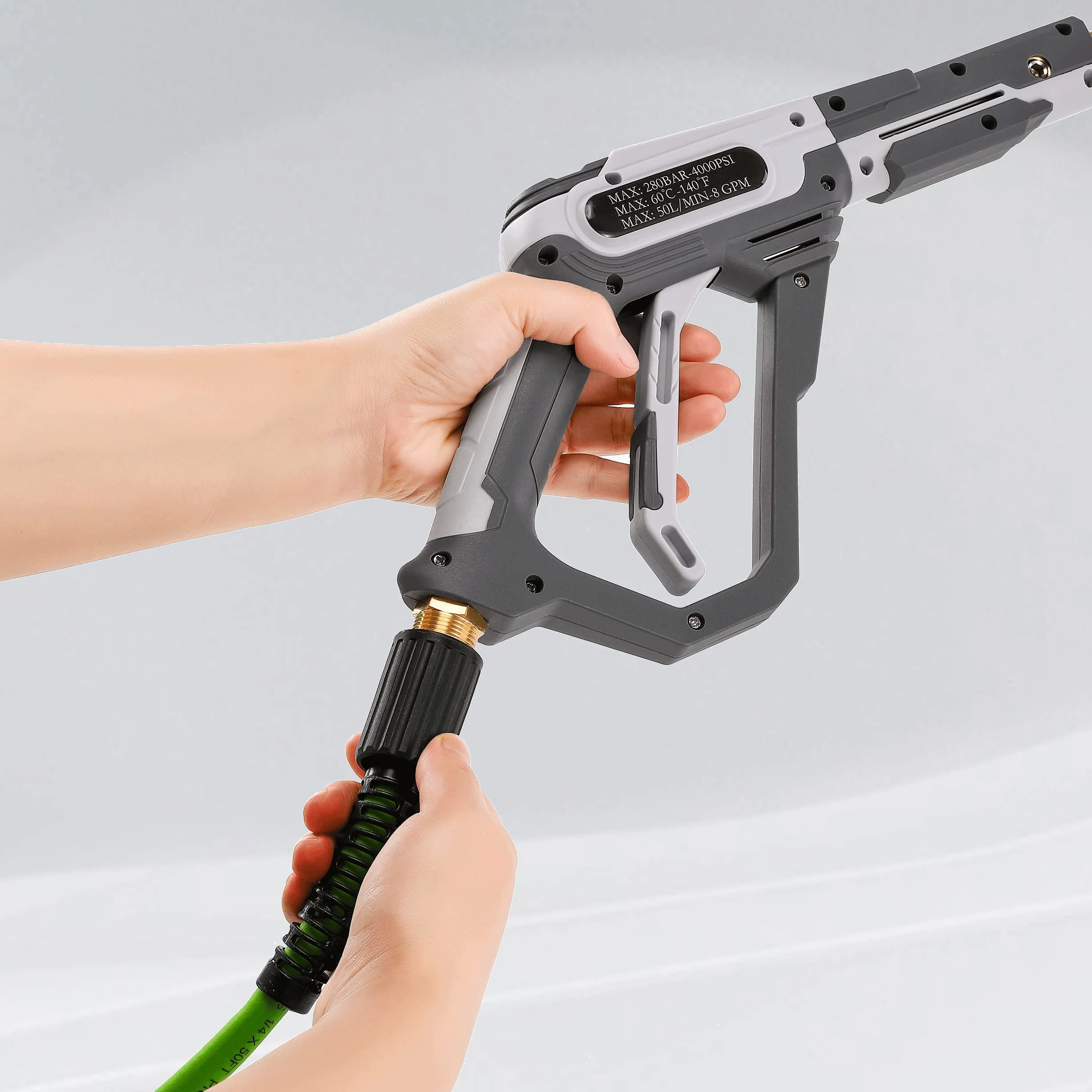 PWACCS Manguera de lavado a presión para lavadora eléctrica, manguera de extensión de lavado a presión resistente a torceduras de 3600 PSI, 50 pies x 1/4 pulgadas, manguera de lavado eléctrica