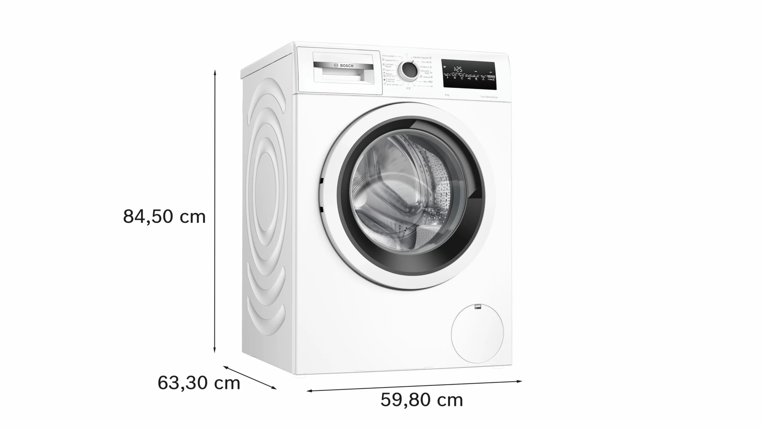 Bosch - Lavadora Libre Instalación, 8 kg, 1200 RPM, Serie 4, Función Pausa + Carga, Iron Assist, Motor EcoSilence, Blanco, WAN24272ES