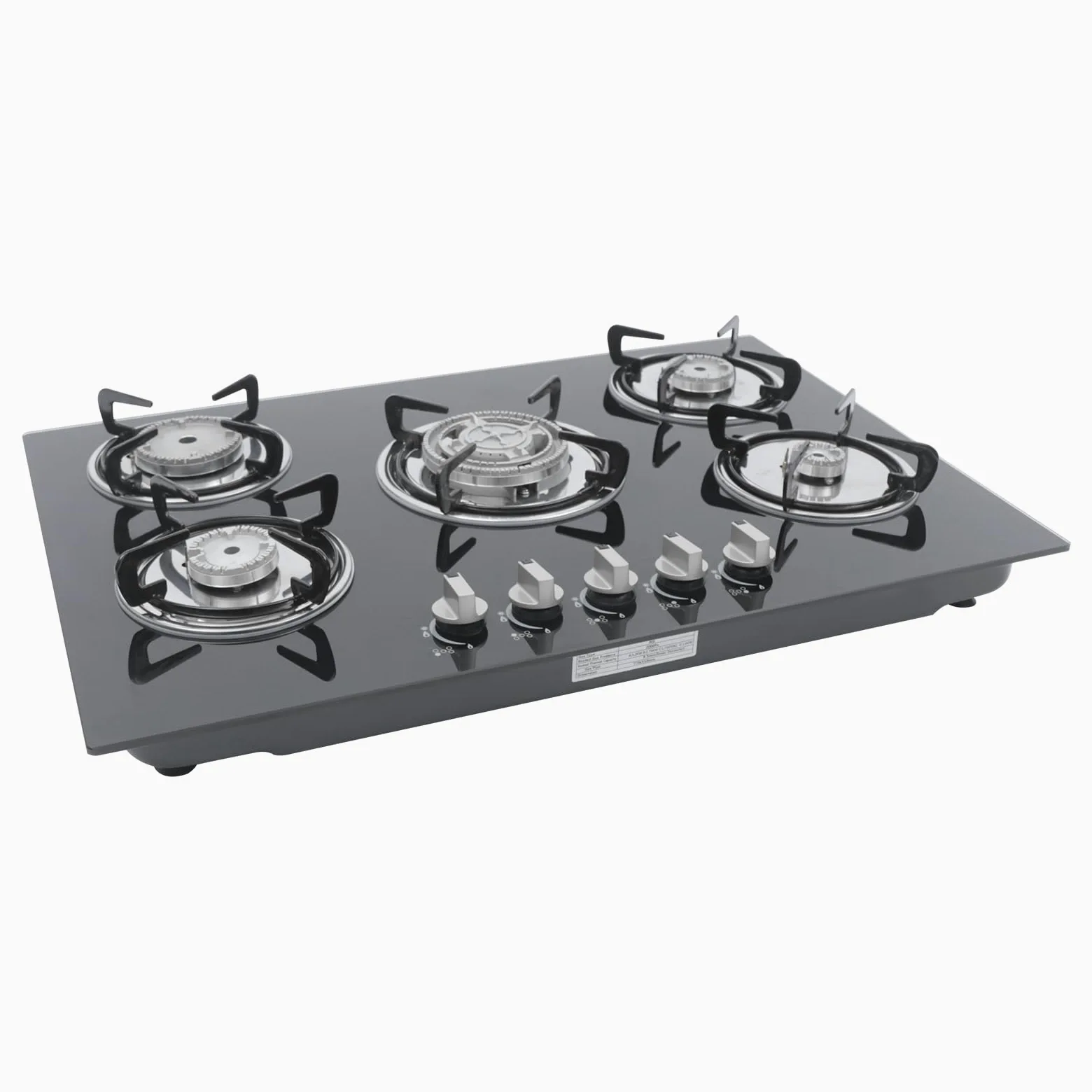 5 llamas de gas, 77 x 51 x 7 cm, placa de gas natural, placa de cocción de gas empotrable para uso doméstico, llama regulable con protección automática contra fallas de llama para gastronomía y