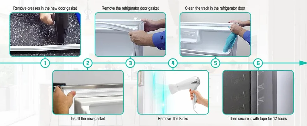 Junta de Puerta de Refrigerador Universal, Reemplazo de Junta de Puerta de Congelador, No Necesita Cortar, Tamaño