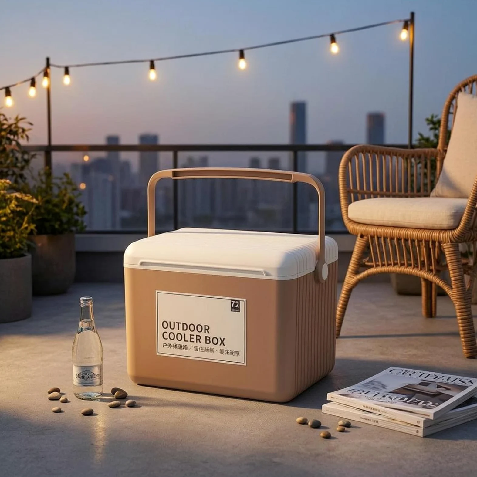 Nevera Portátil Hielera Contenedor Térmico Caja Isotérmica con Cuerpo Rectangular Rígido y Paneles Acanalados Aislamiento para Conservación en Frío