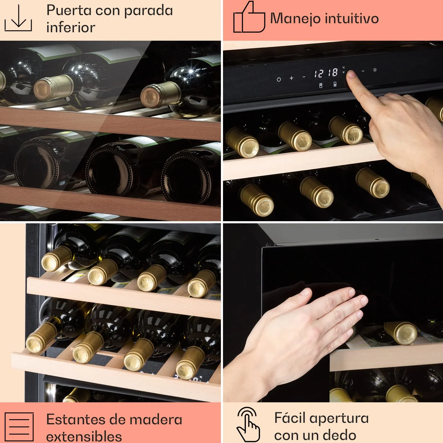 Klarstein Vinoteca de Pie, Nevera para Vinos de Dos Zonas Refrigeración, Nevera para Cervezas Pequeña de Interior/Exterior Puerta de Cristal, Nevera Protección UV, 5-18°C, Botellero 25 Botellas