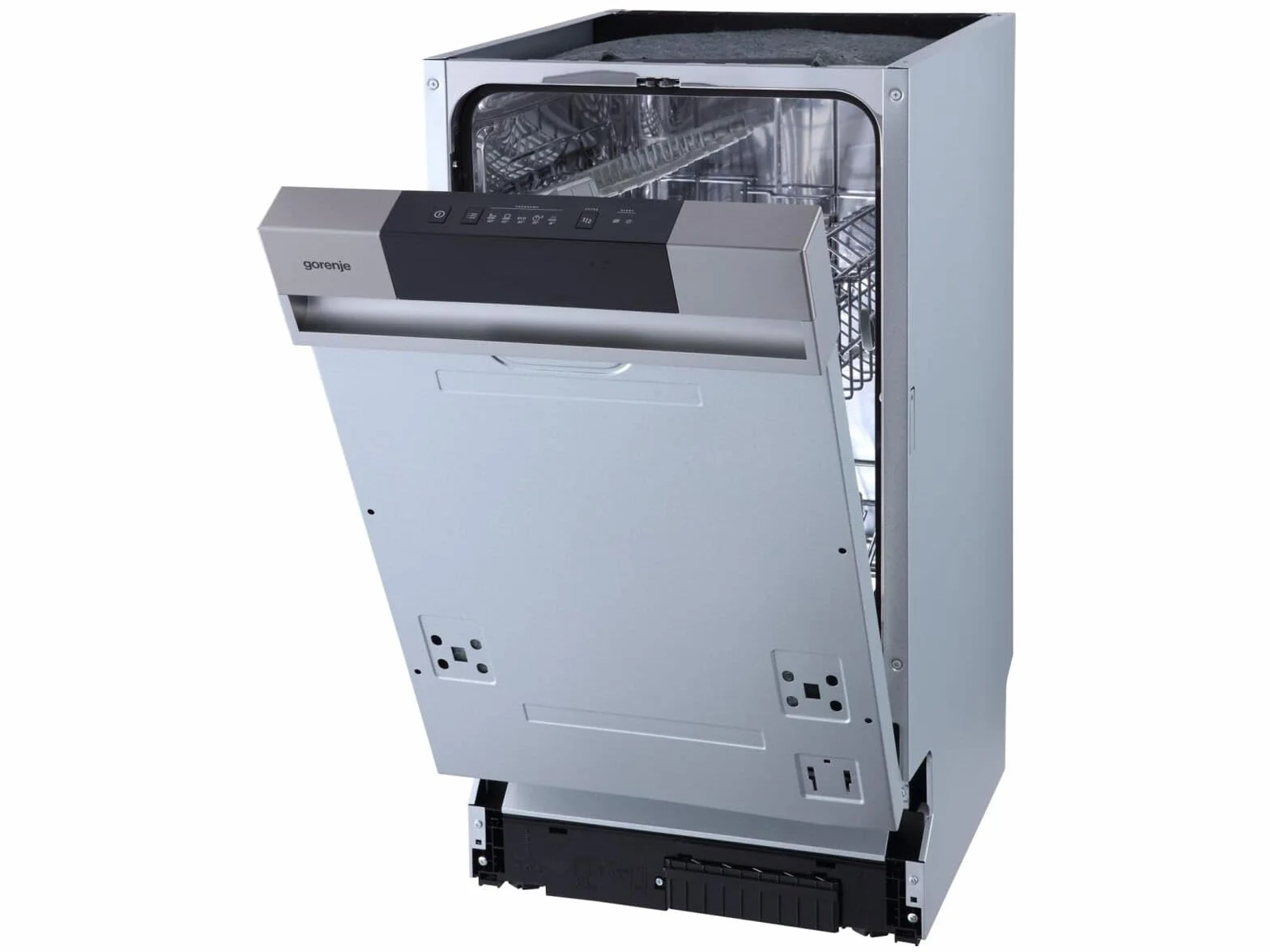 Gorenje GI 520 E15X - Lavavajillas semintegrable / 45 cm / 9 plaquetas a medida / 5 programas/programa de limpieza de 1 h/cesta superior regulable en altura/protección completa contra desbordamiento