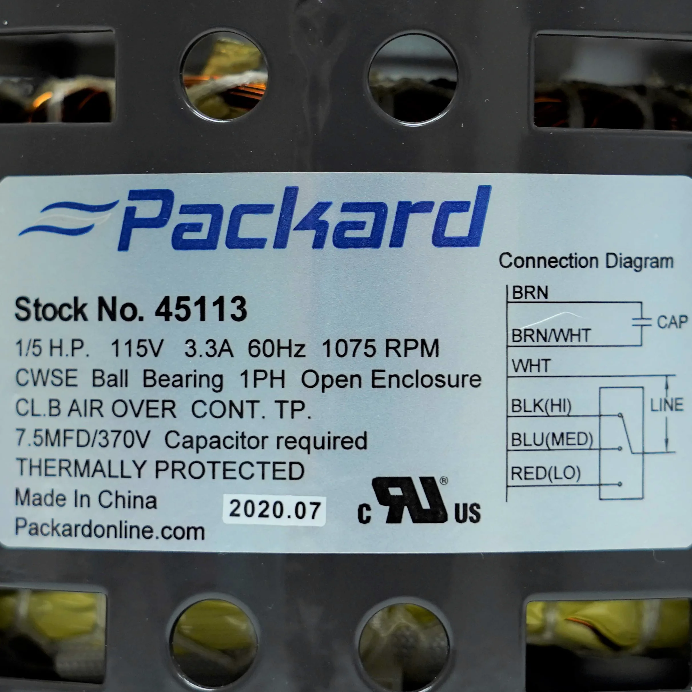 Packard 45113 - Motor de ventilador de horno de repuesto para Carrier HC37TQ113 montaje flexible de 3 velocidades